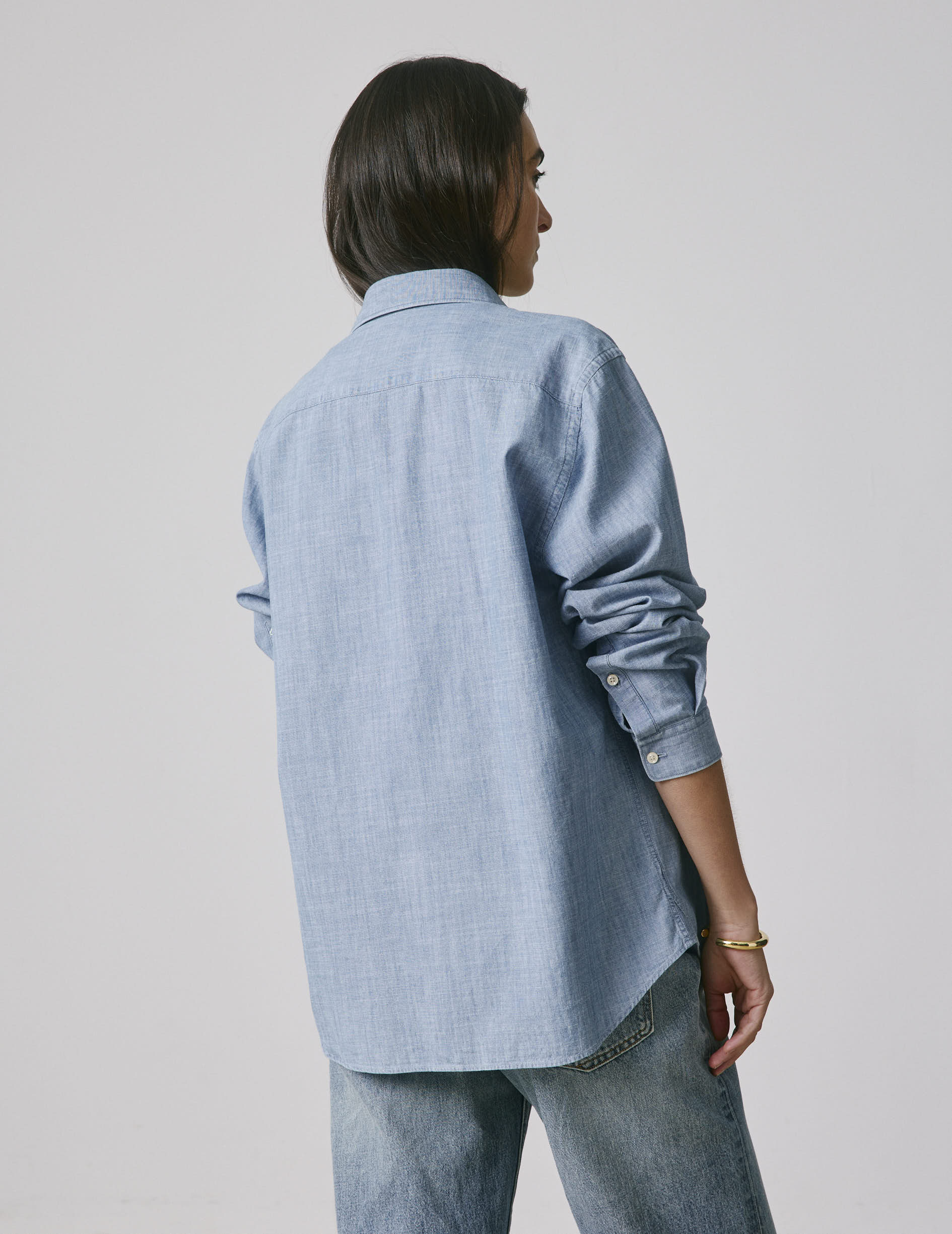 Chemise mixte "Je t'aime" bleue - Chambray - Col Figaret