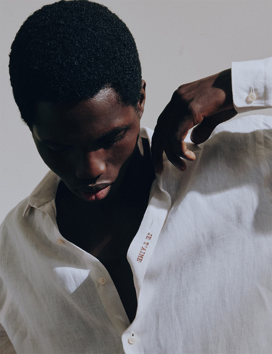 Unisex “Je t’aime” shirt in ecru linen - Lin - Figaret Collar