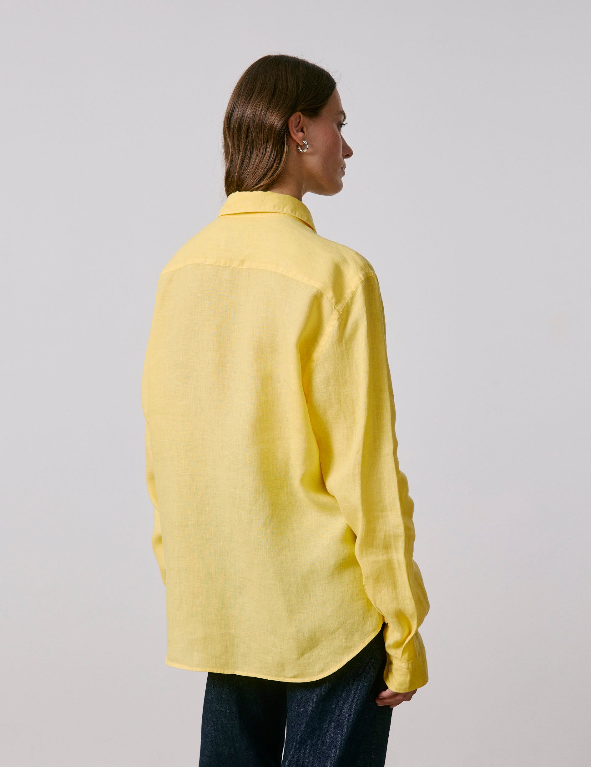 Chemise mixte "Je t'aime" en lin jaune - Lin - Col Figaret