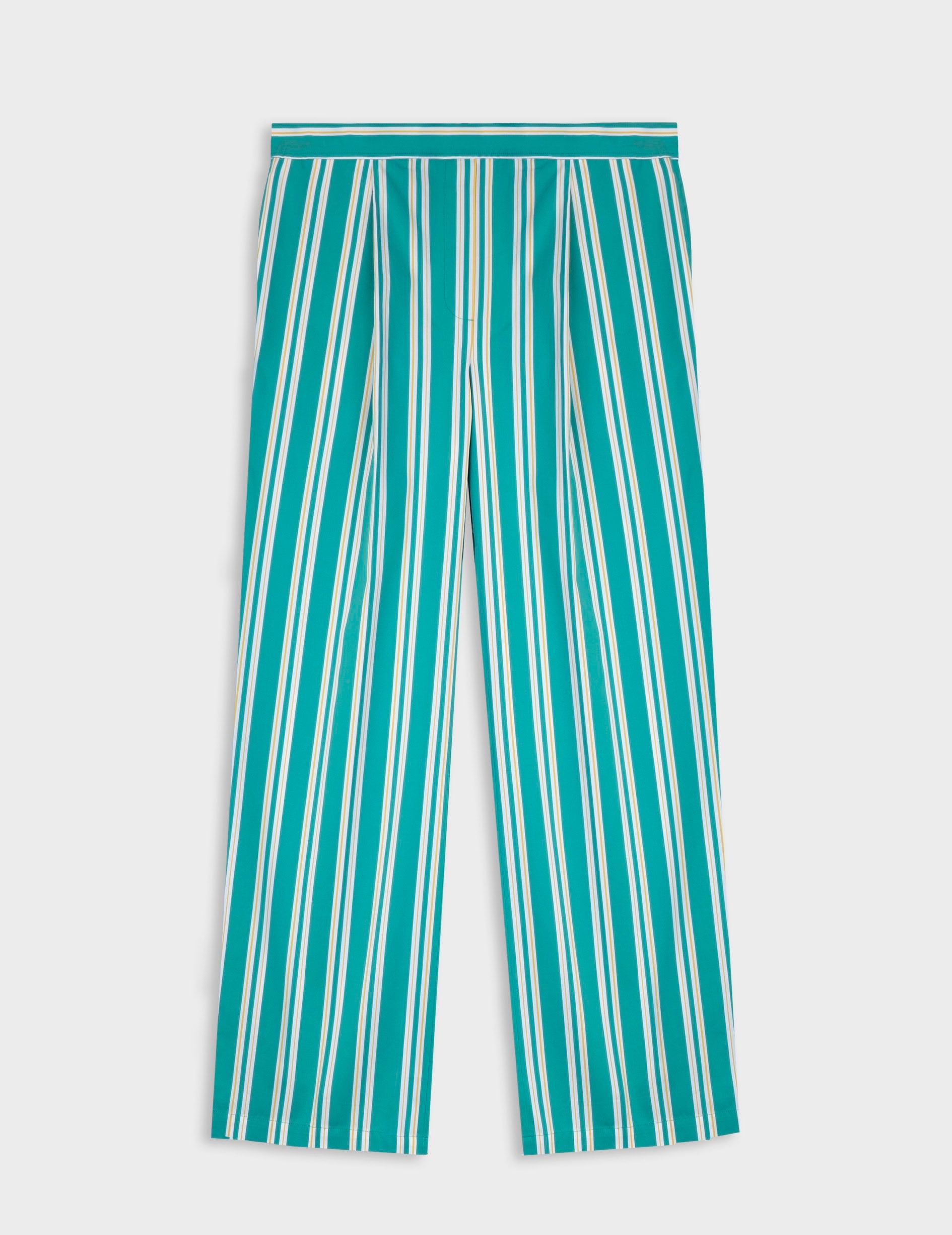 Pantalon Laeticia en popeline rayée verte