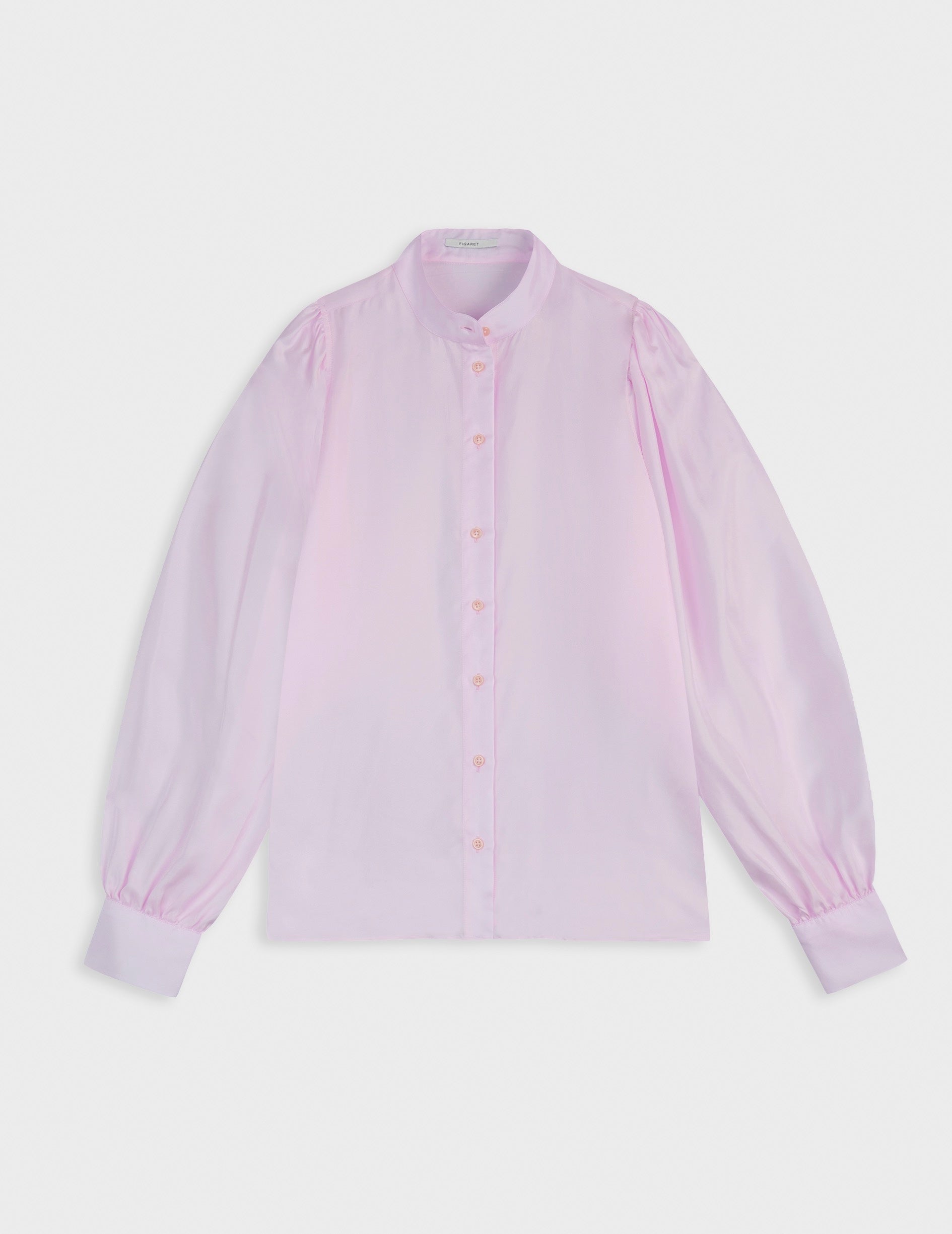 Chemise Lanaée rose clair - Twill - Col Officier