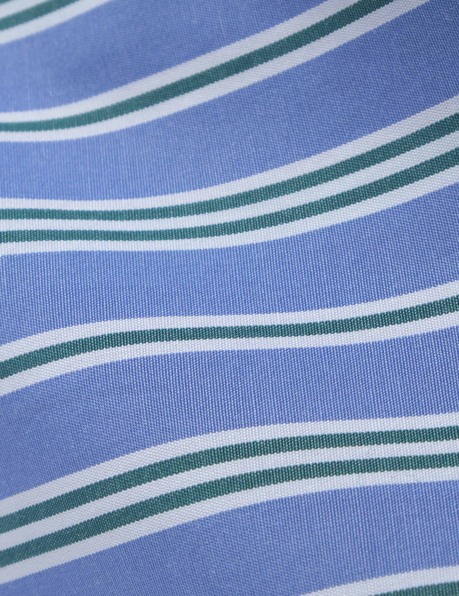 Chemise Laurine gorge cachée rayée bleue - Popeline - Col Victorien
