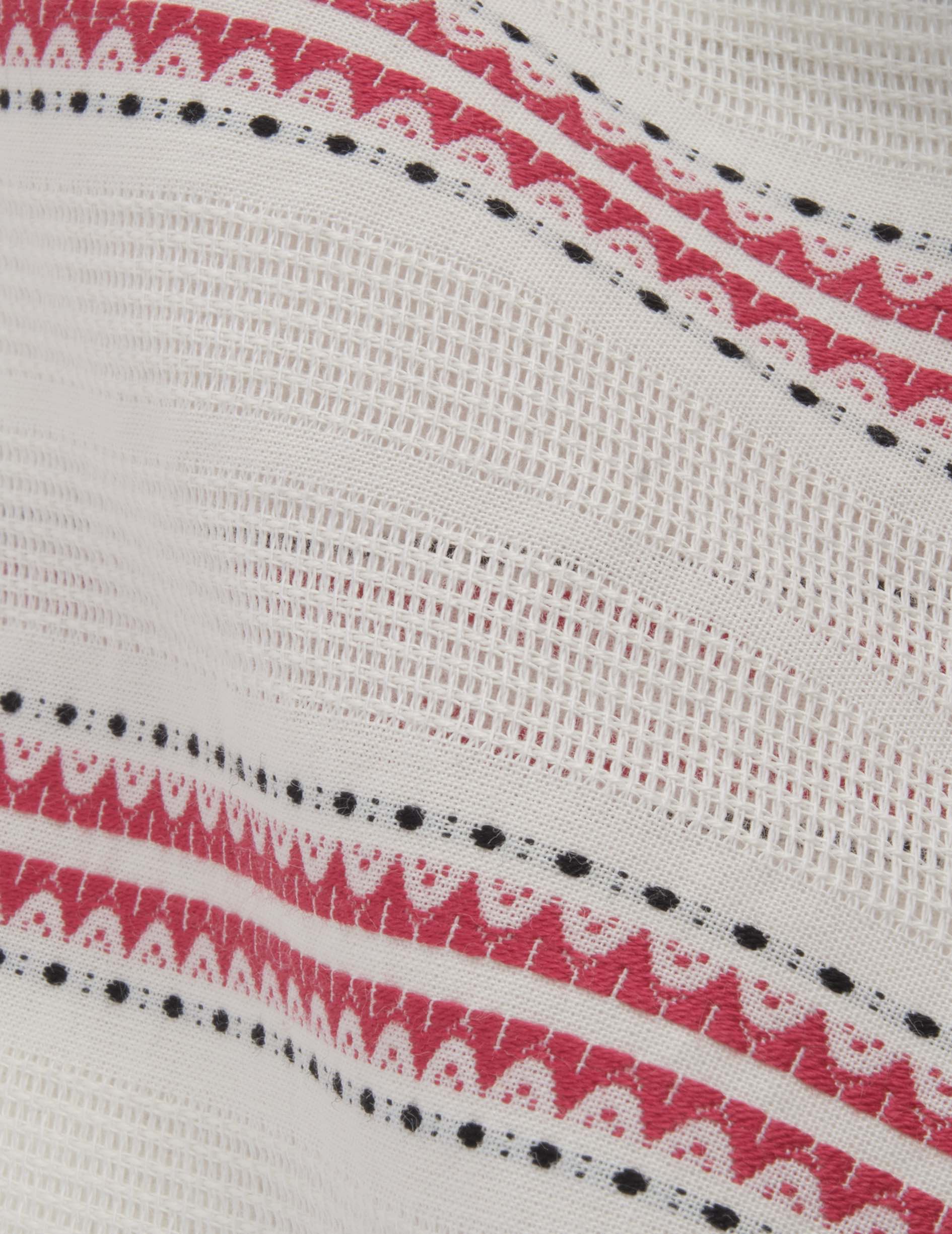 Short-sleeved striped burgundy Leandre shirt - cotton voile - Pyjamas Collar