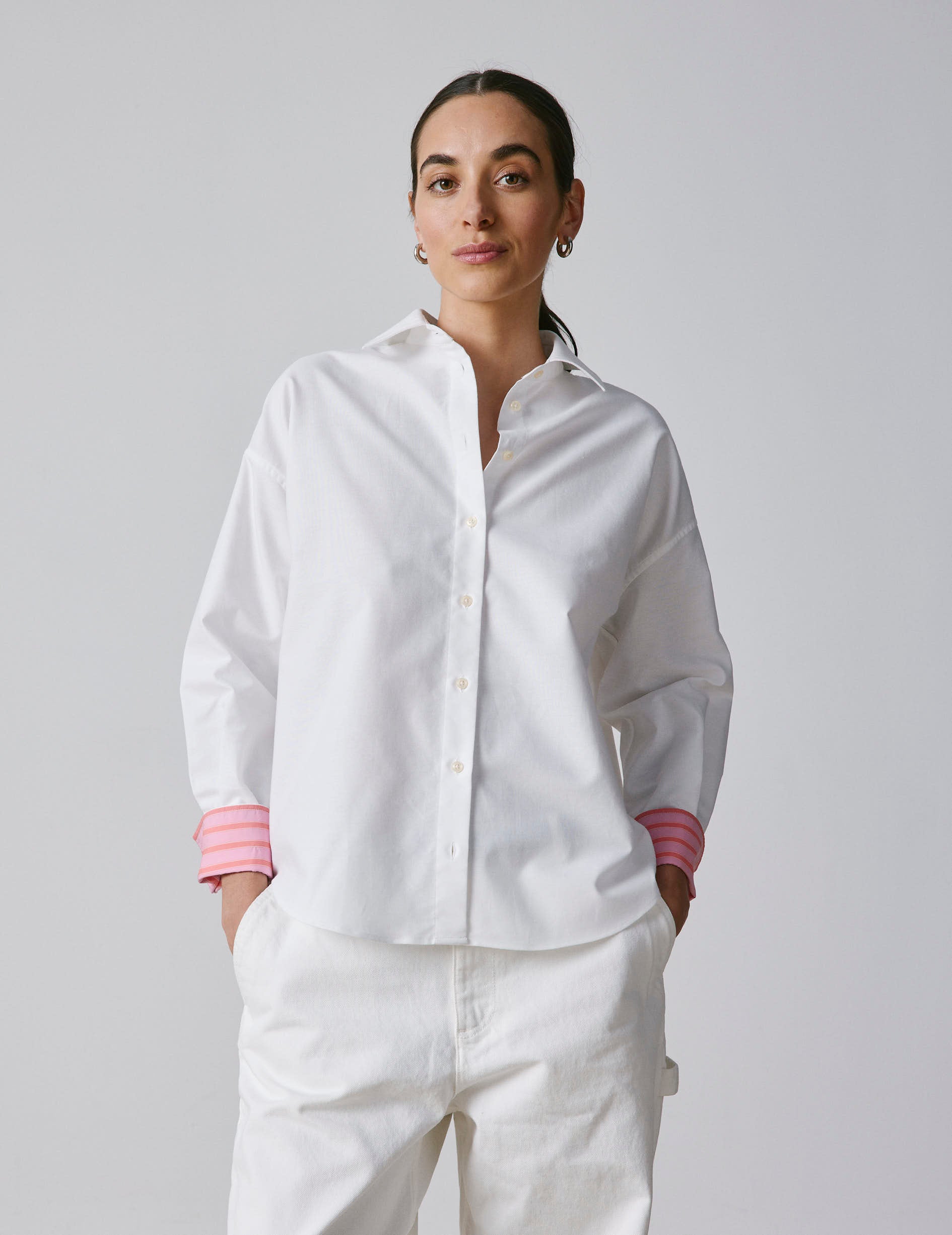 White oversized Lizandra shirt - Oxford - Shirt Collar