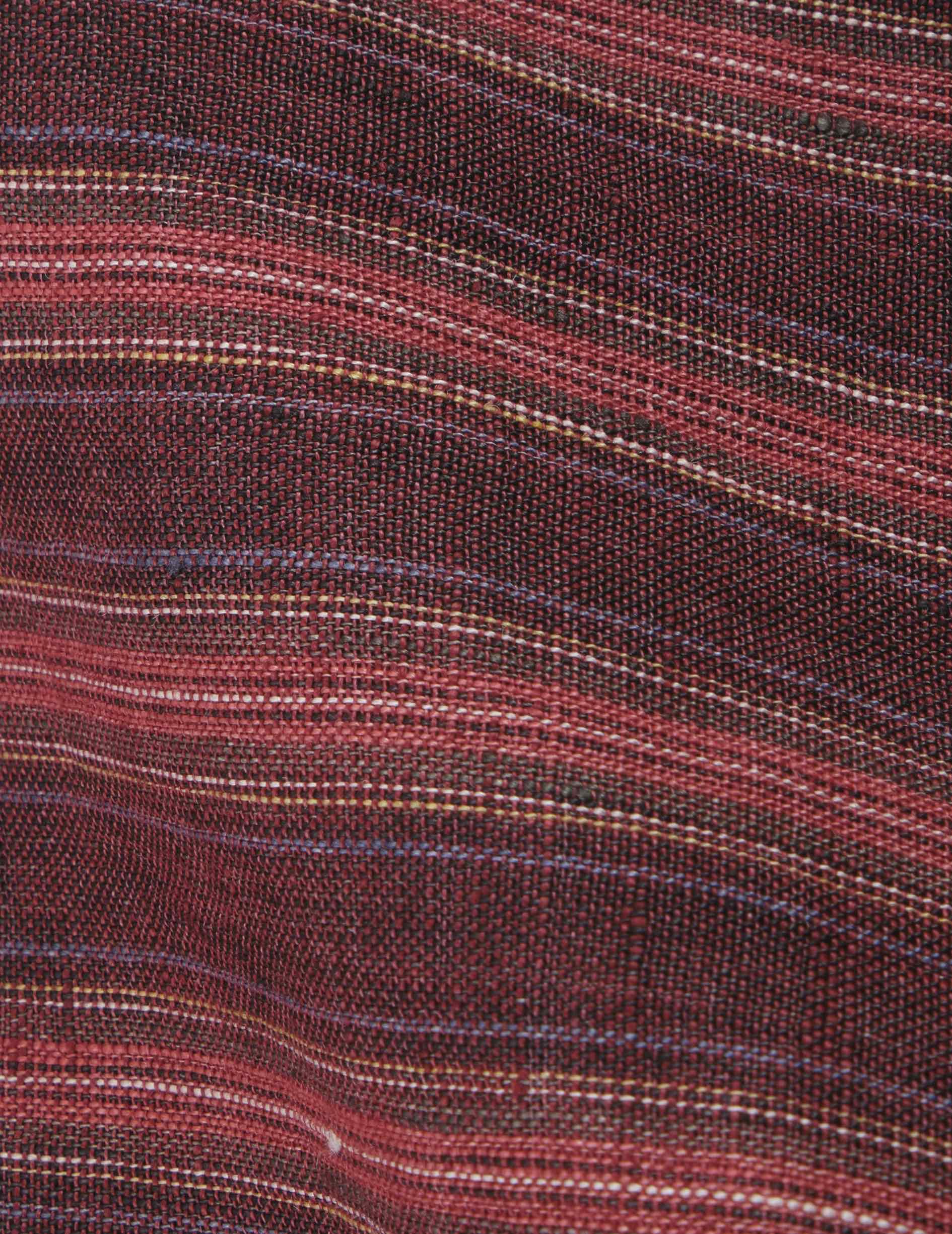 Chemise Lois manches courtes en lin rayé bordeaux - Lin - Col Pyjama