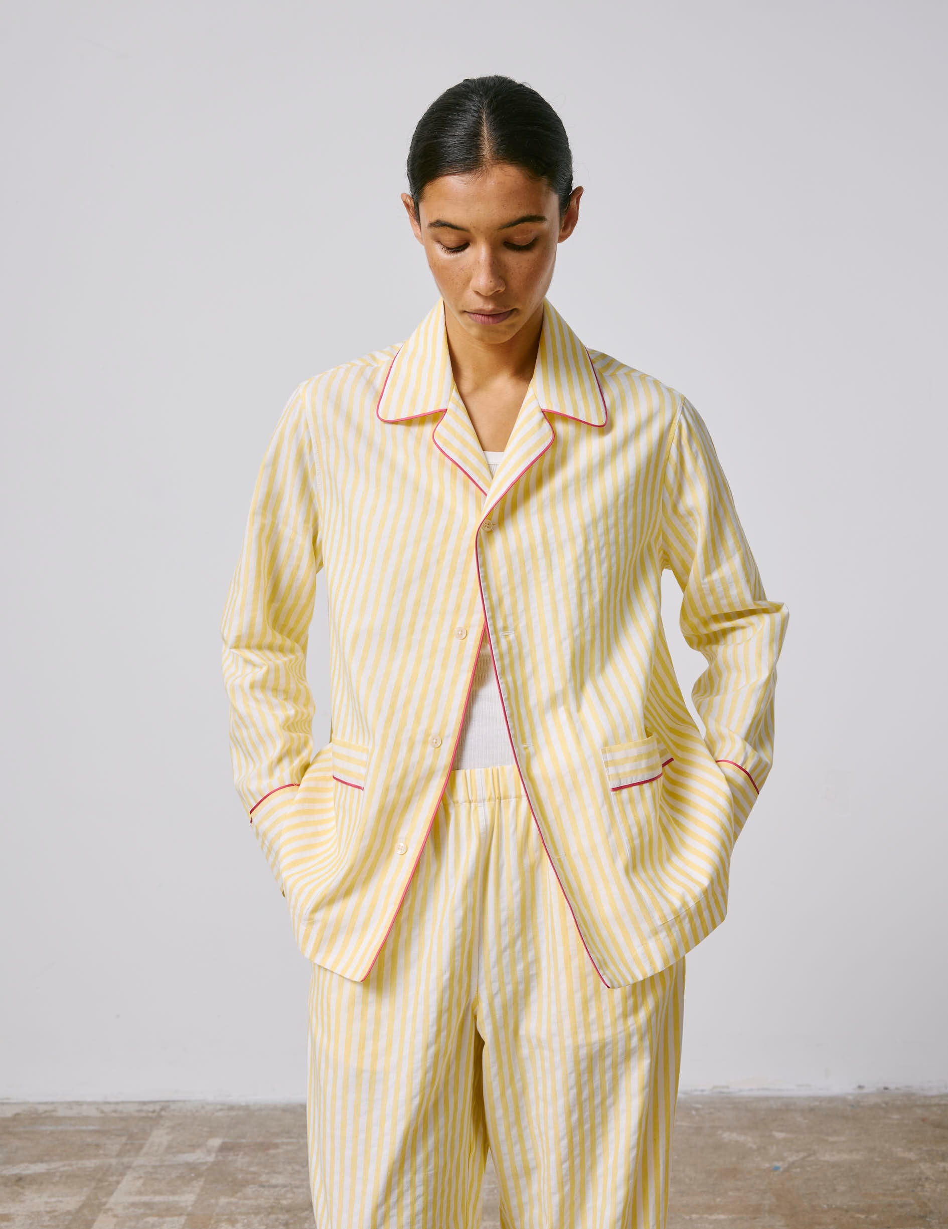 Louis striped yellow cotton and linen pajama