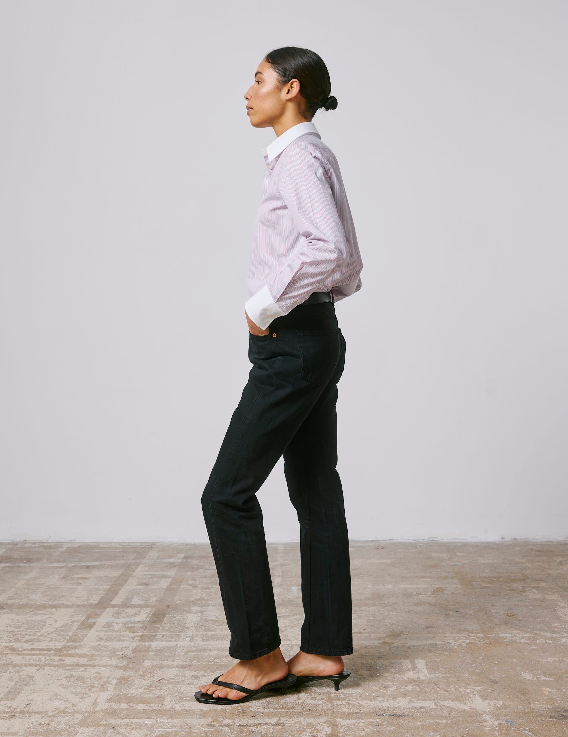 Striped pink Marion shirt - Poplin - Shirt Collar