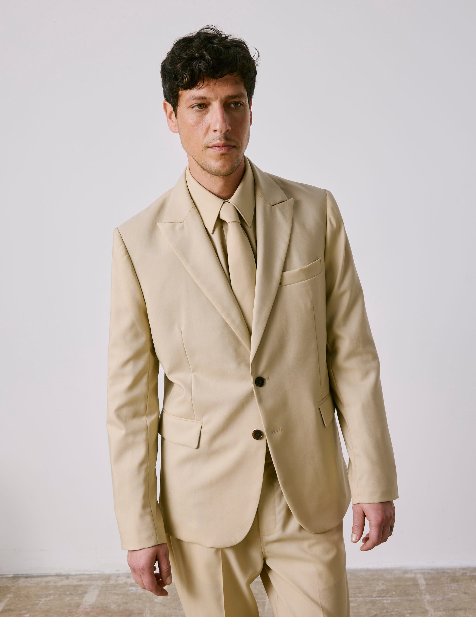 Marlon suit jacket in beige virgin wool