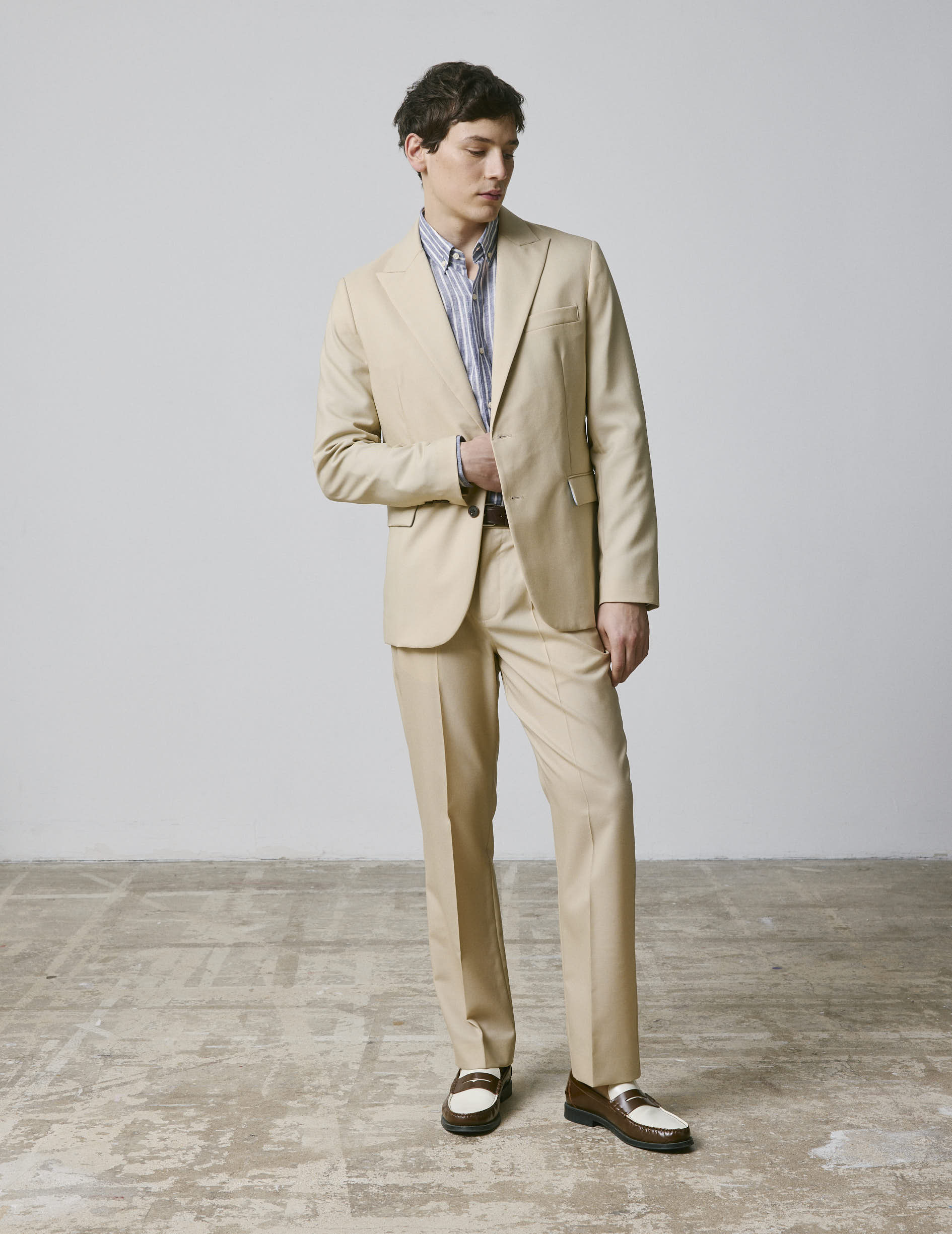 Marlon suit jacket in beige virgin wool