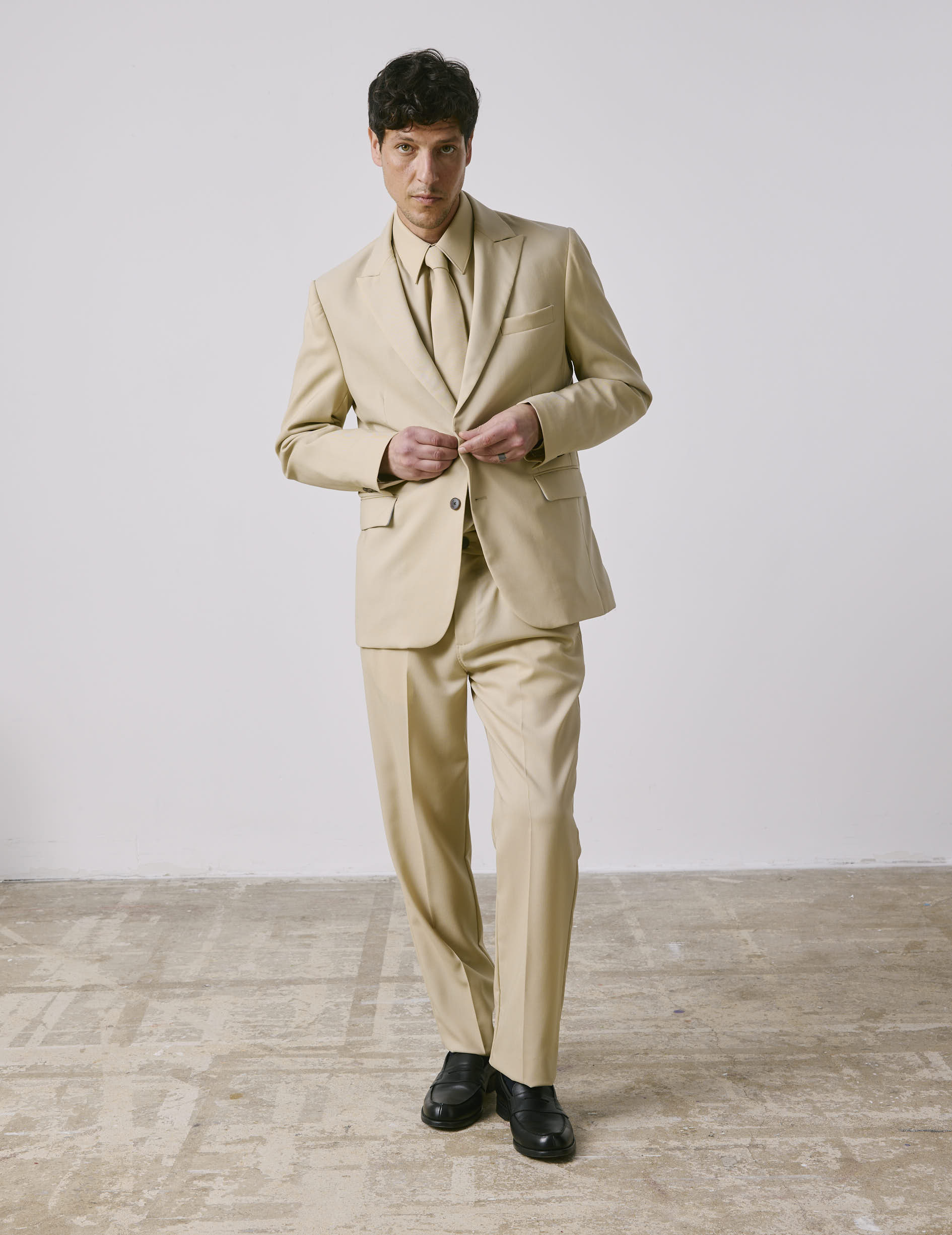 Marlon suit jacket in beige virgin wool