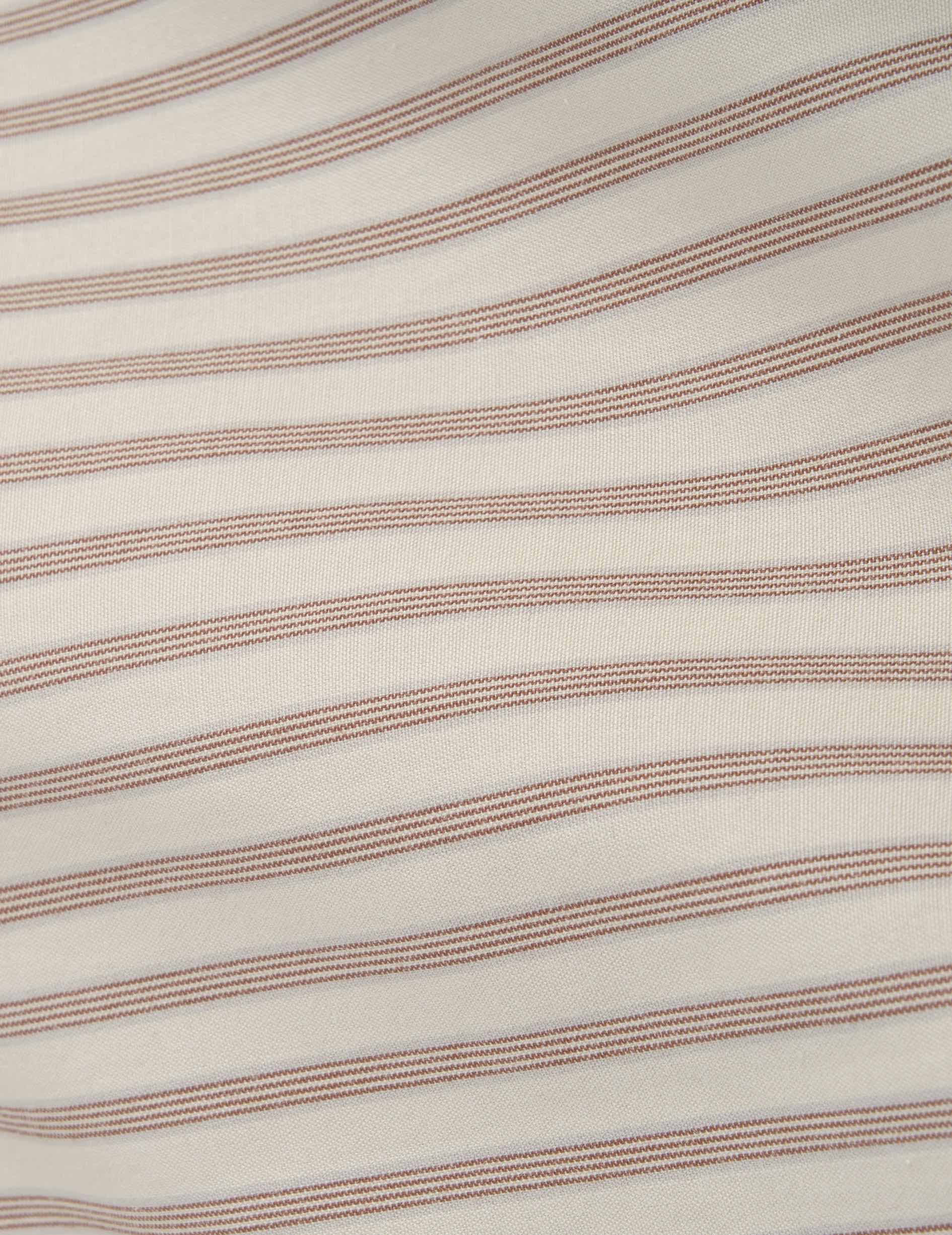 Chemise Mathéa gorge cachée rayée beige - Popeline - Col Chemise