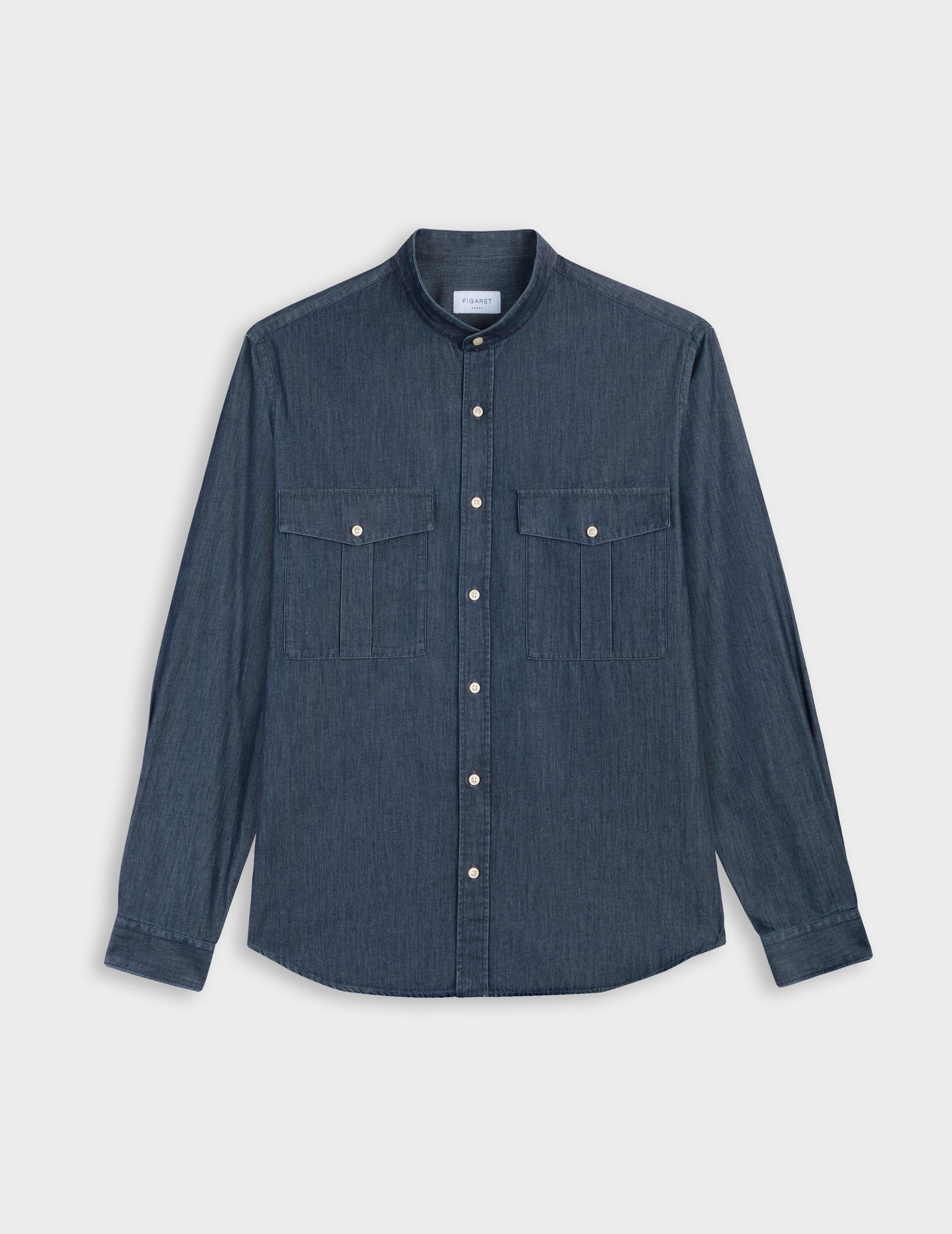 Chemise Mathias bleu marine - Denim - Col Officier