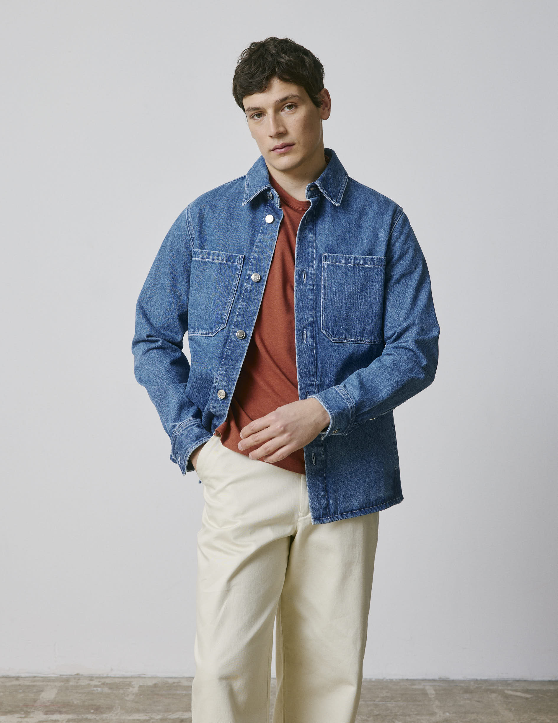 Milan Light denim overshirt - Shirt Collar