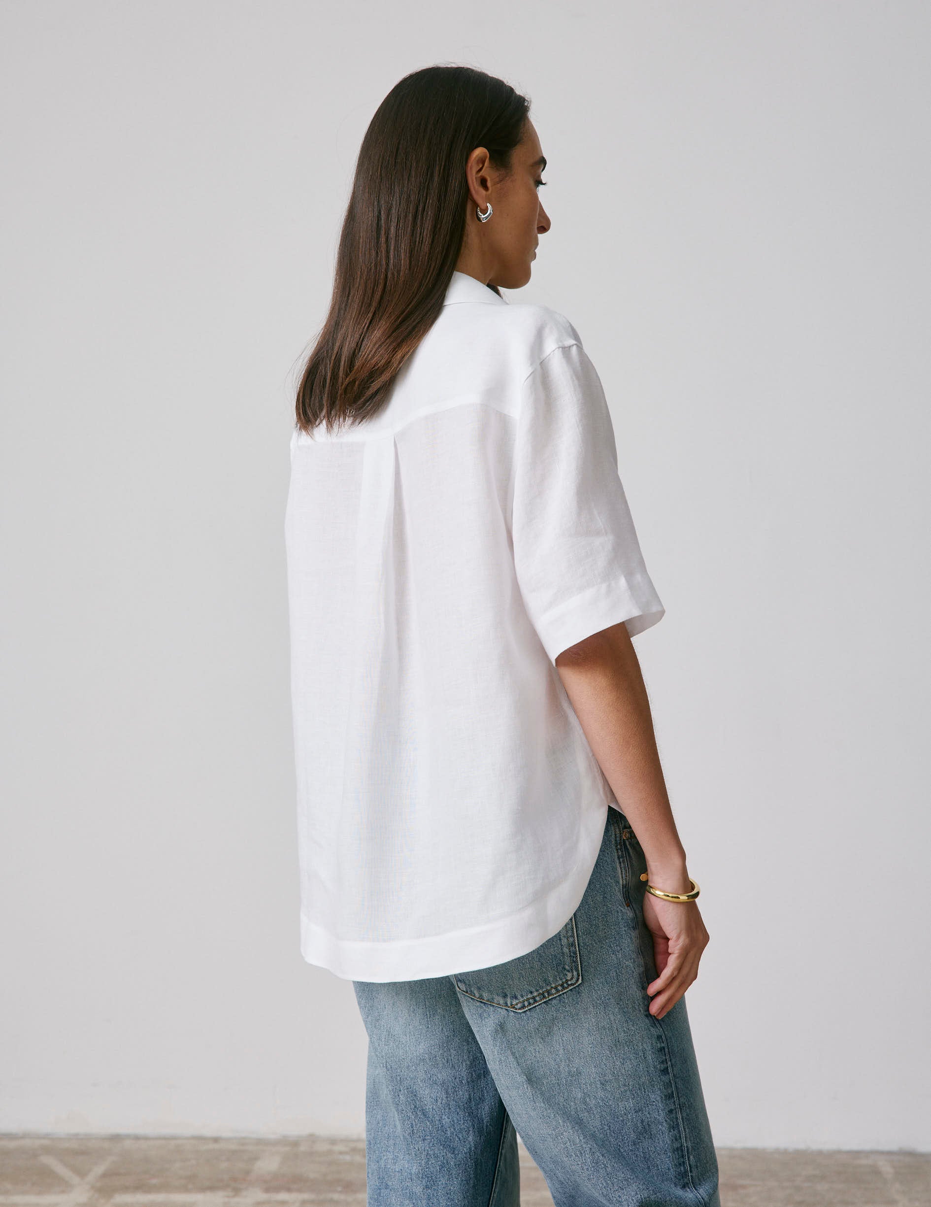 White linen Nadia blouse - Linen - V Collar