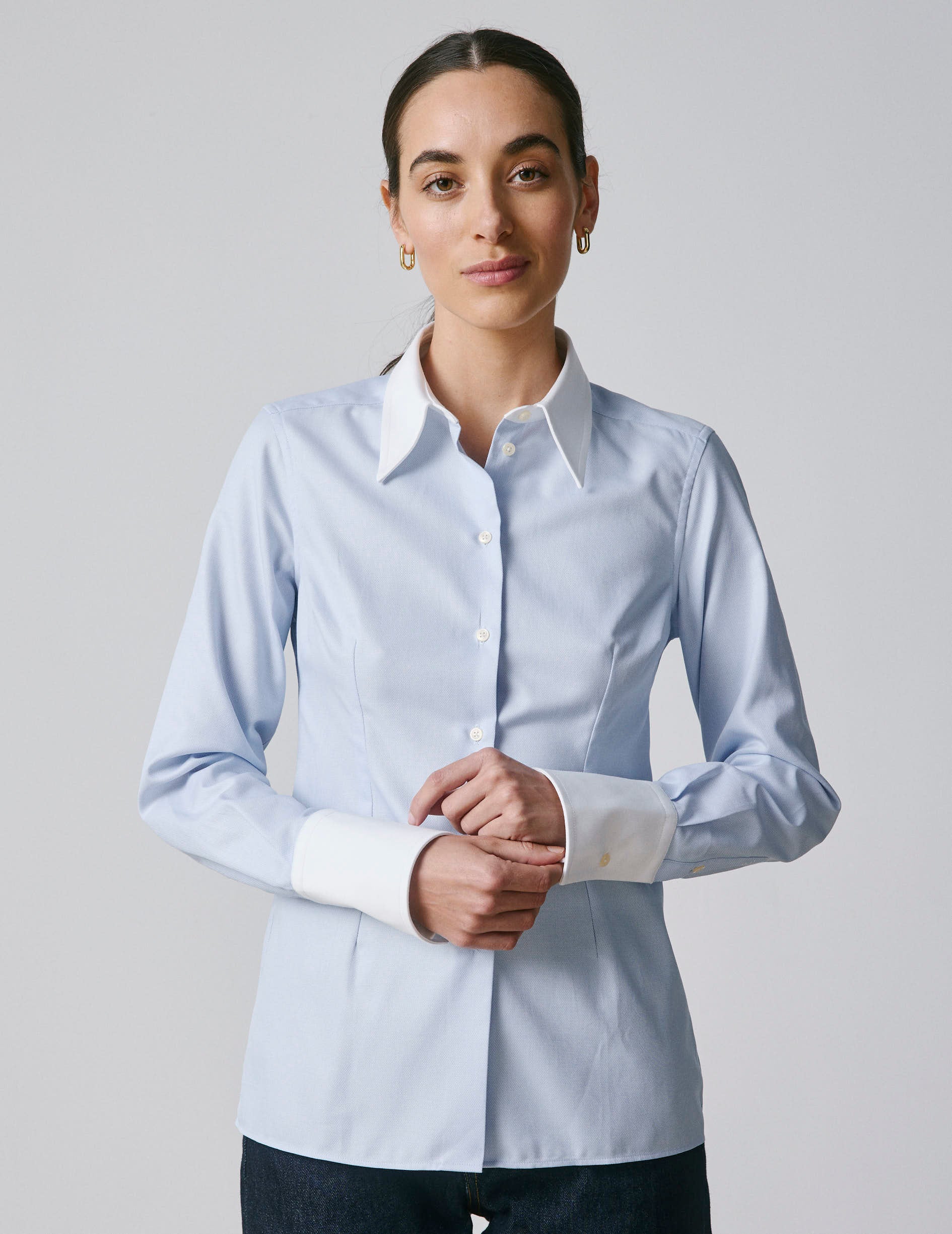 Blue Naomie shirt - Dobby - Shirt Collar