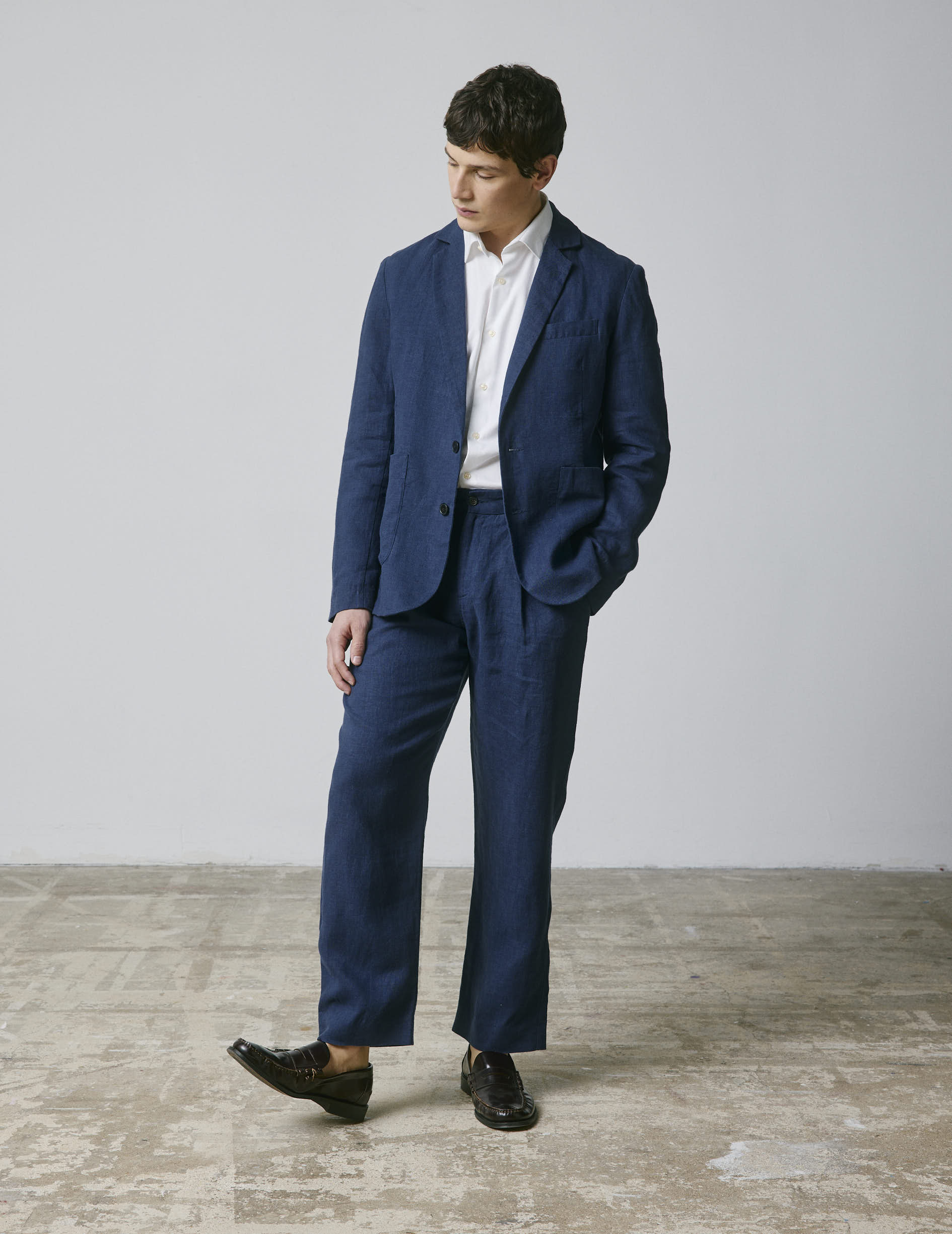 Veste blazer Nathis en lin marine