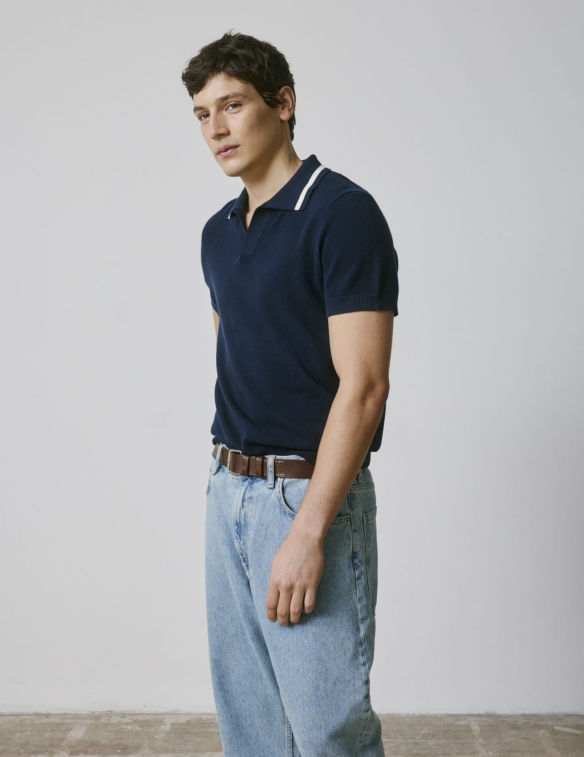 Polo Nick en coton marine