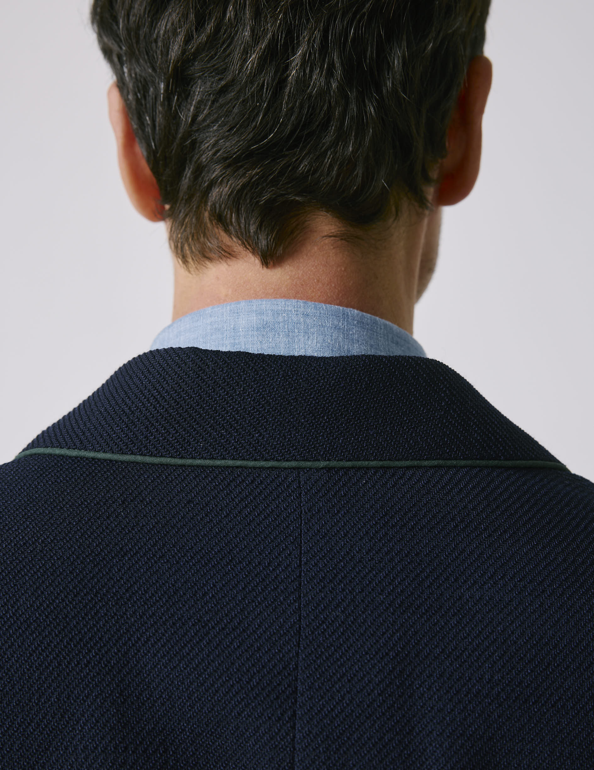 Blazer in plain navy virgin wool twill