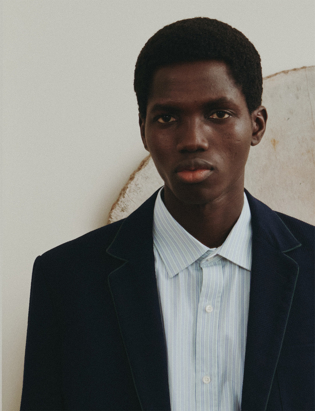 Blazer in plain navy virgin wool twill