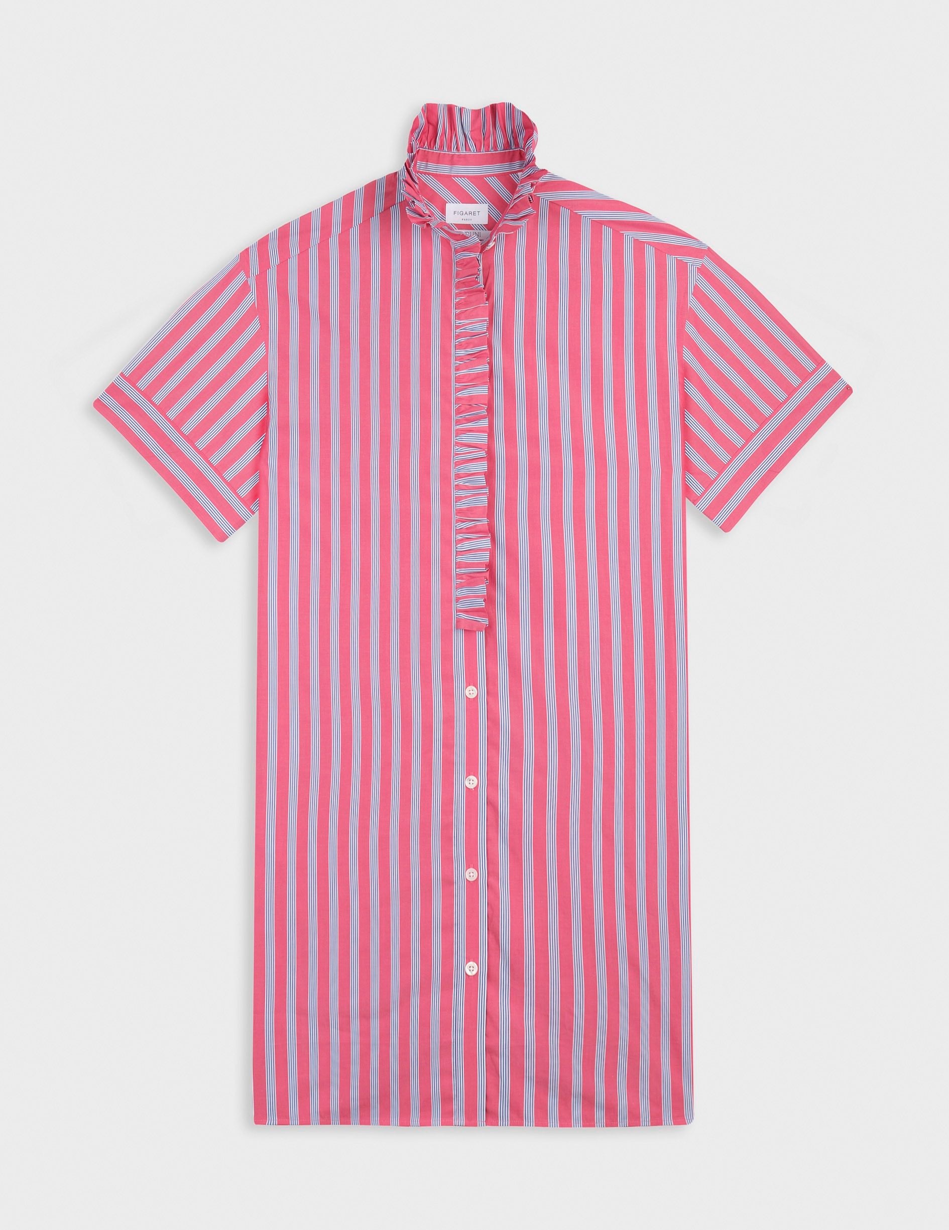 Nivine dress in striped dark pink poplin