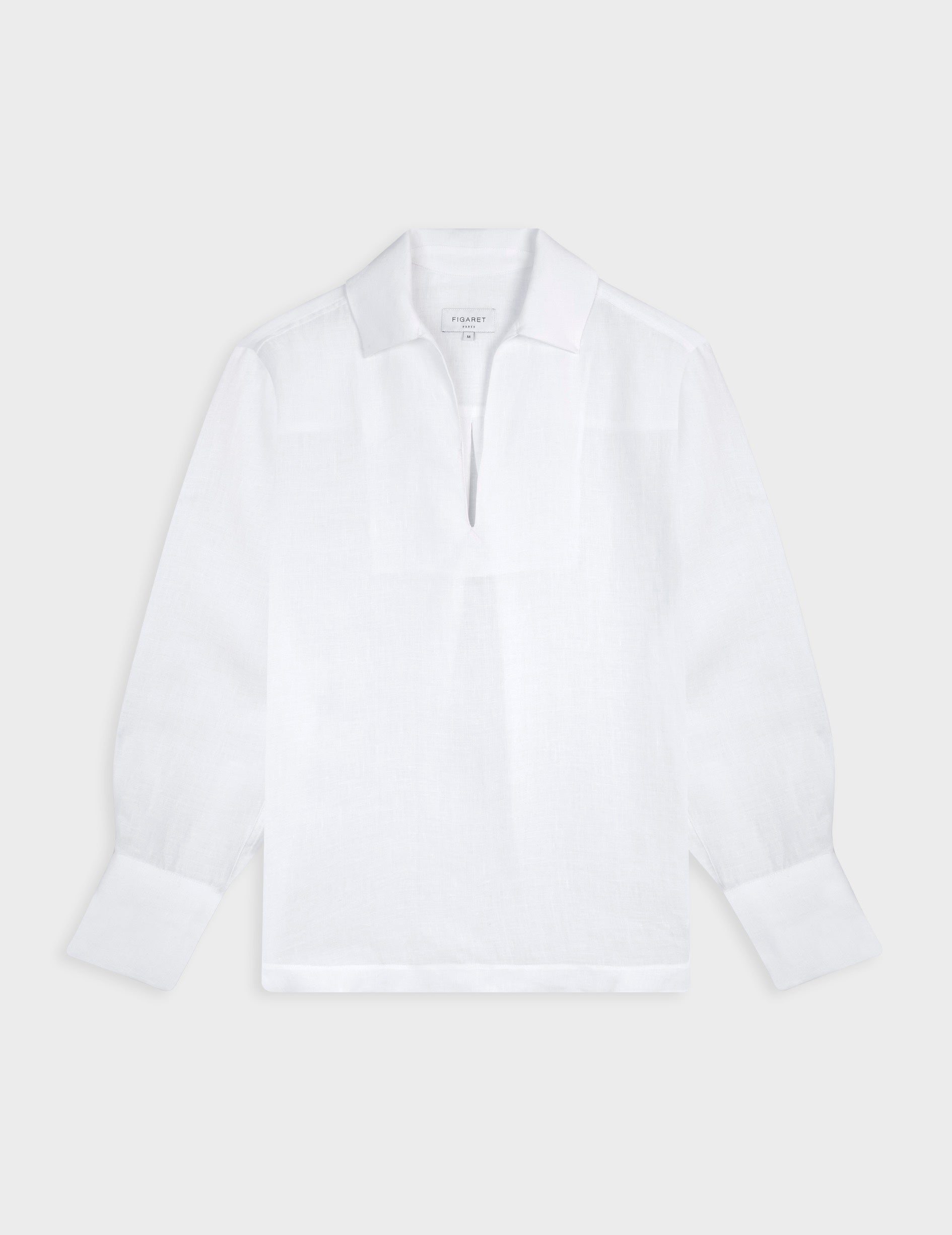 White linen Noalie blouse - Linen - V Collar