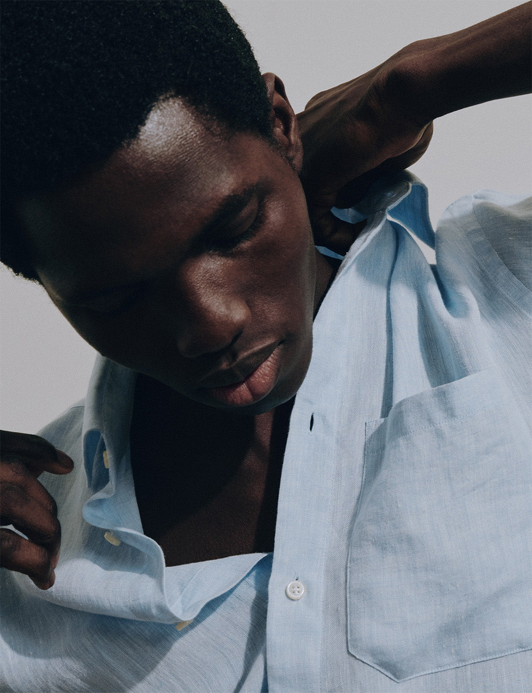 Chemise Nolhann en lin bleu clair - Lin - Col Français