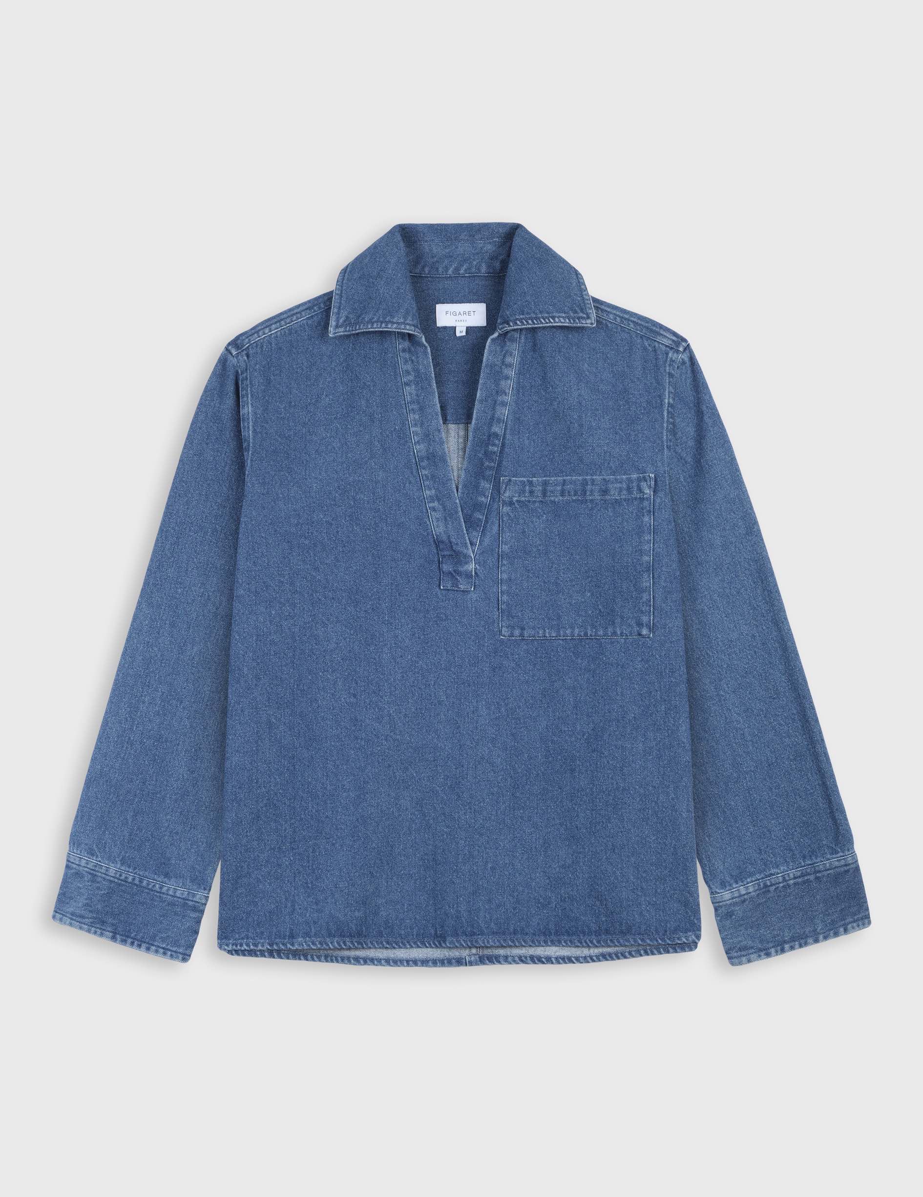 Navy denim Norelie overshirt - Denim - V Collar