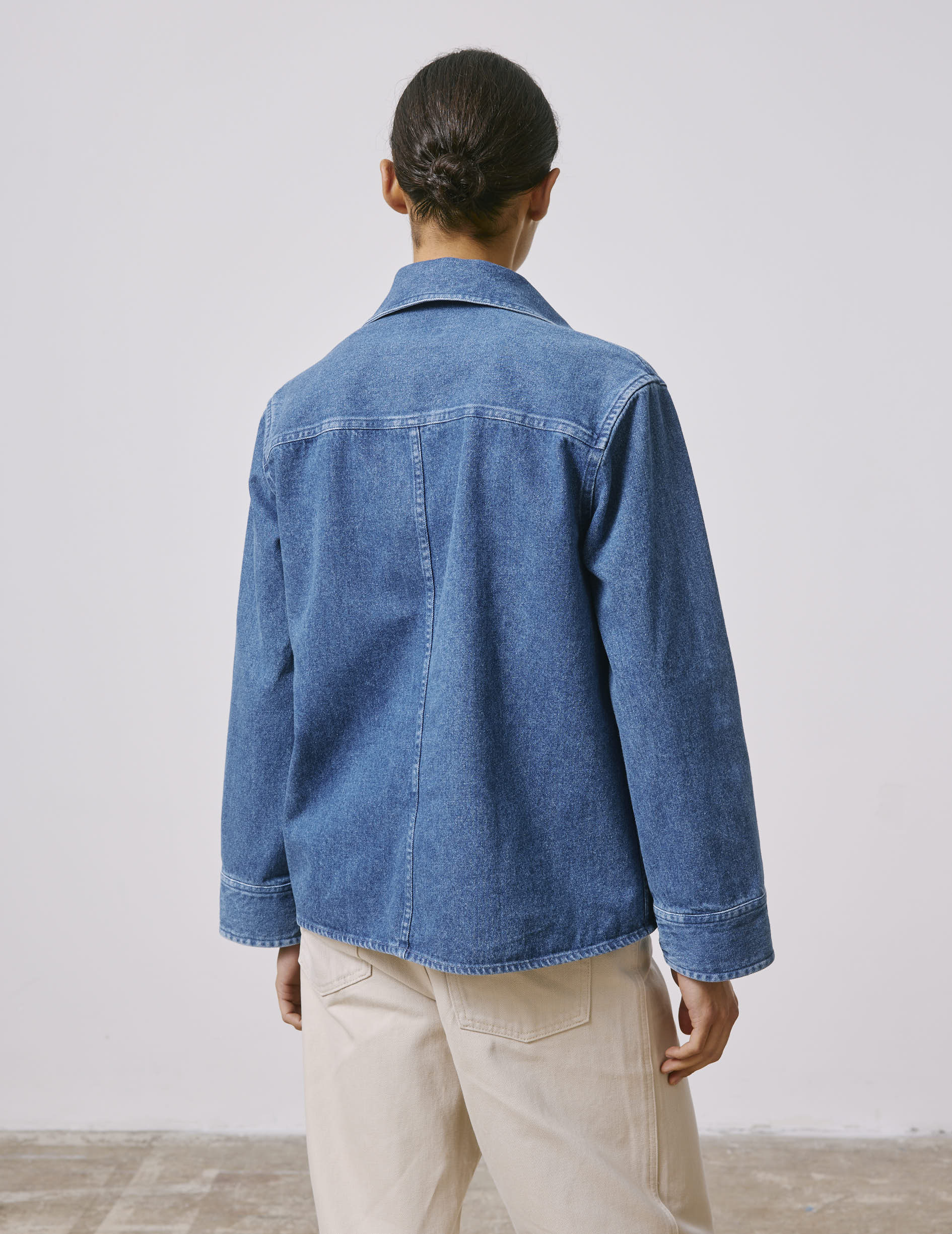 Navy denim Norelie overshirt - Denim - V Collar