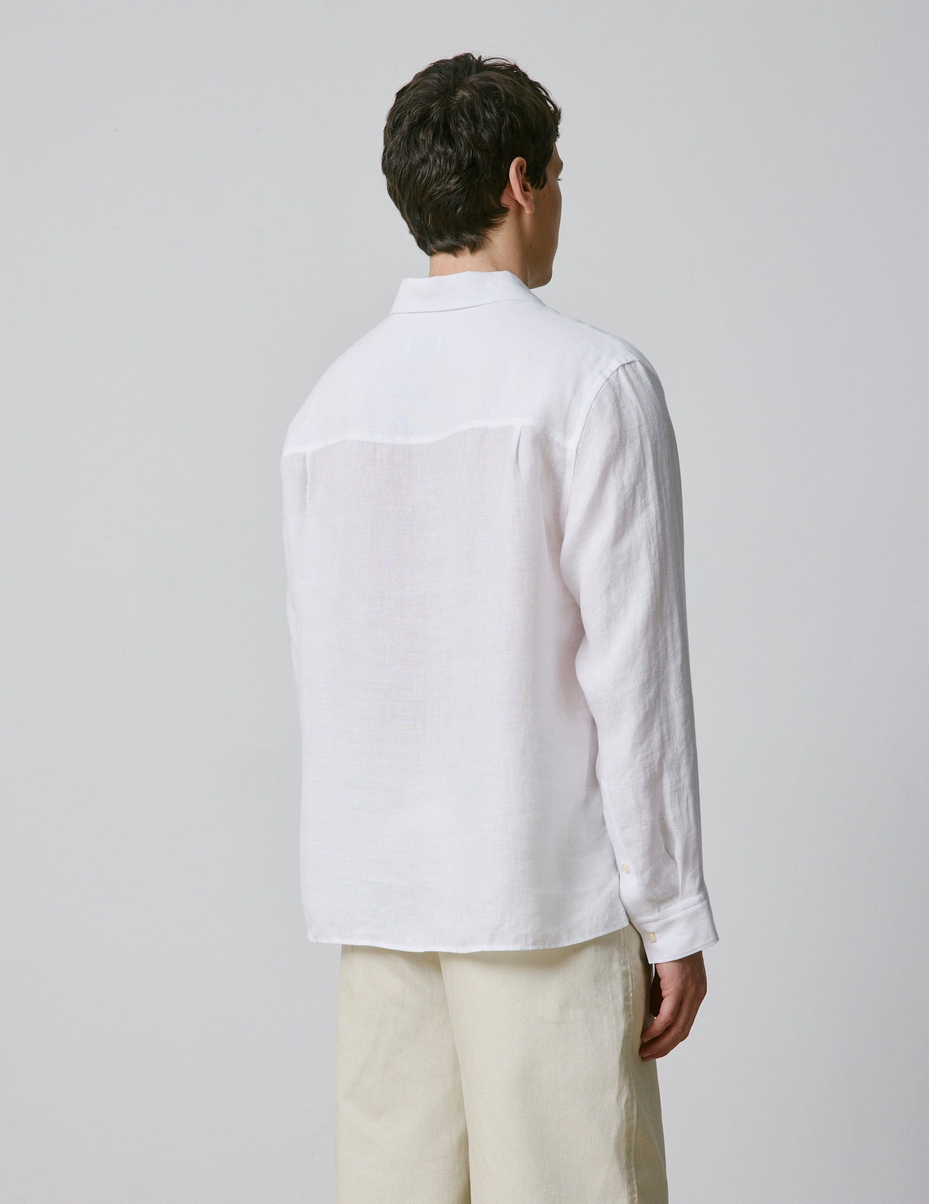 Normann popover white linen shirt - Lin - Requin Collar