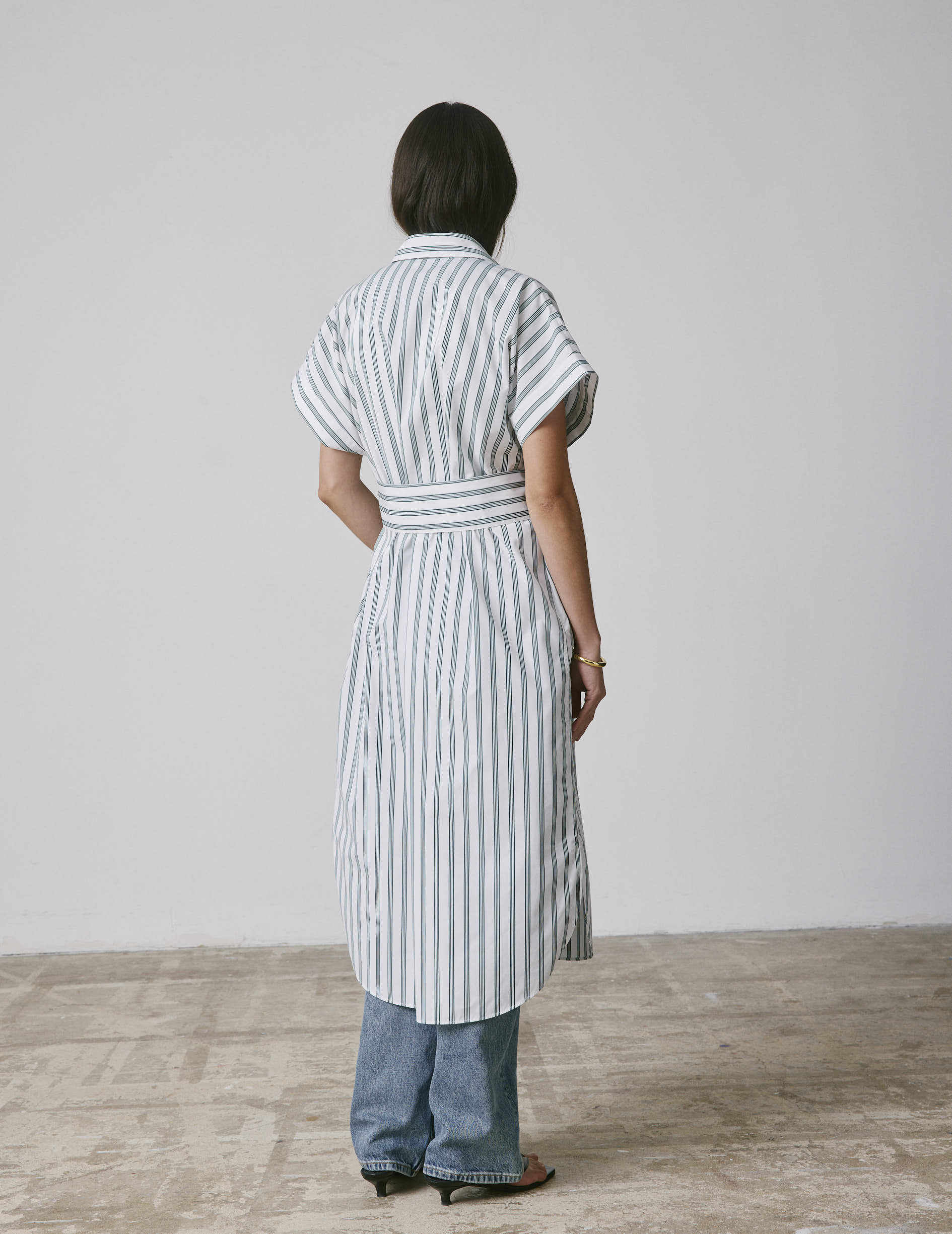 Nyméa striped green poplin dress