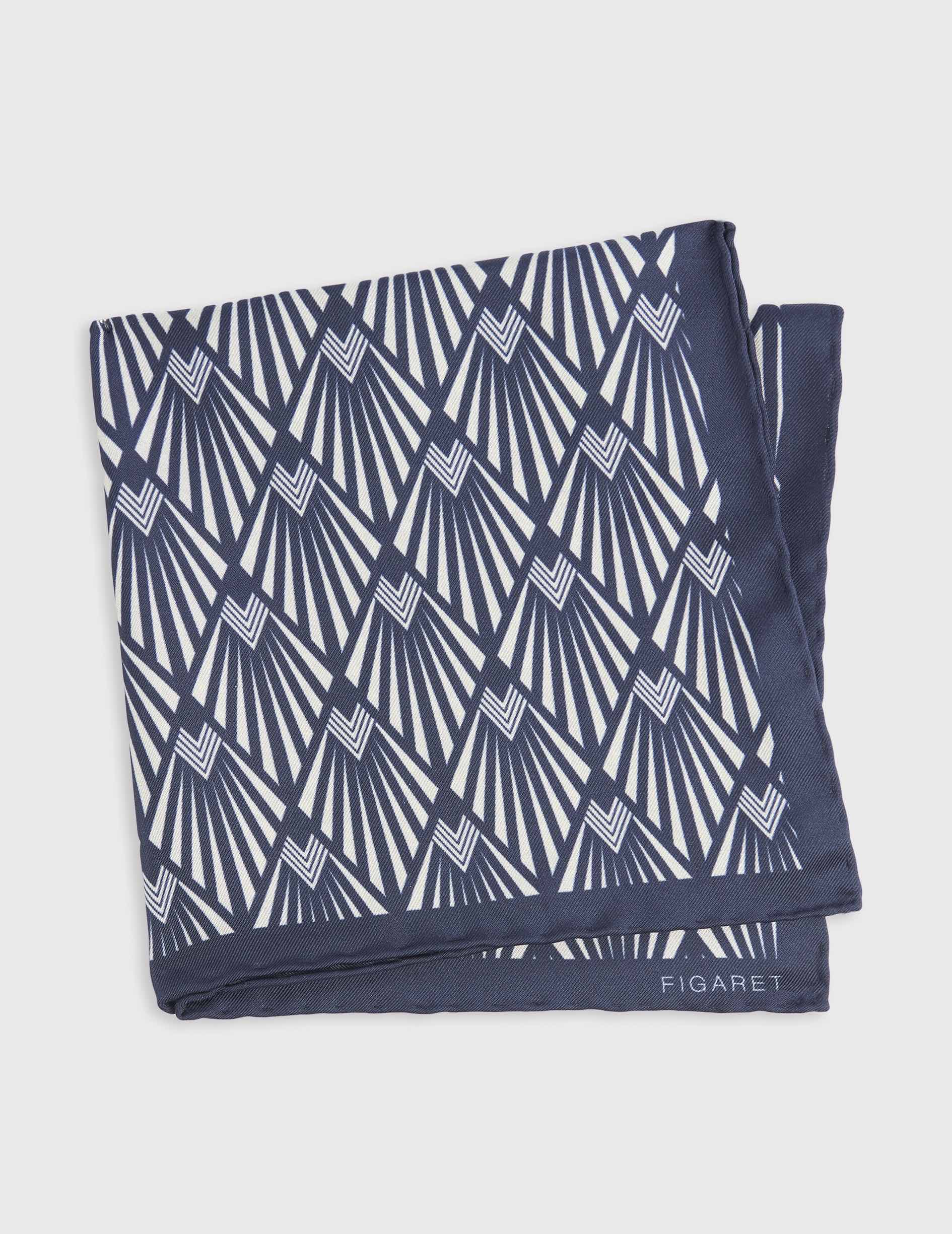 Printed navy silk pocket square