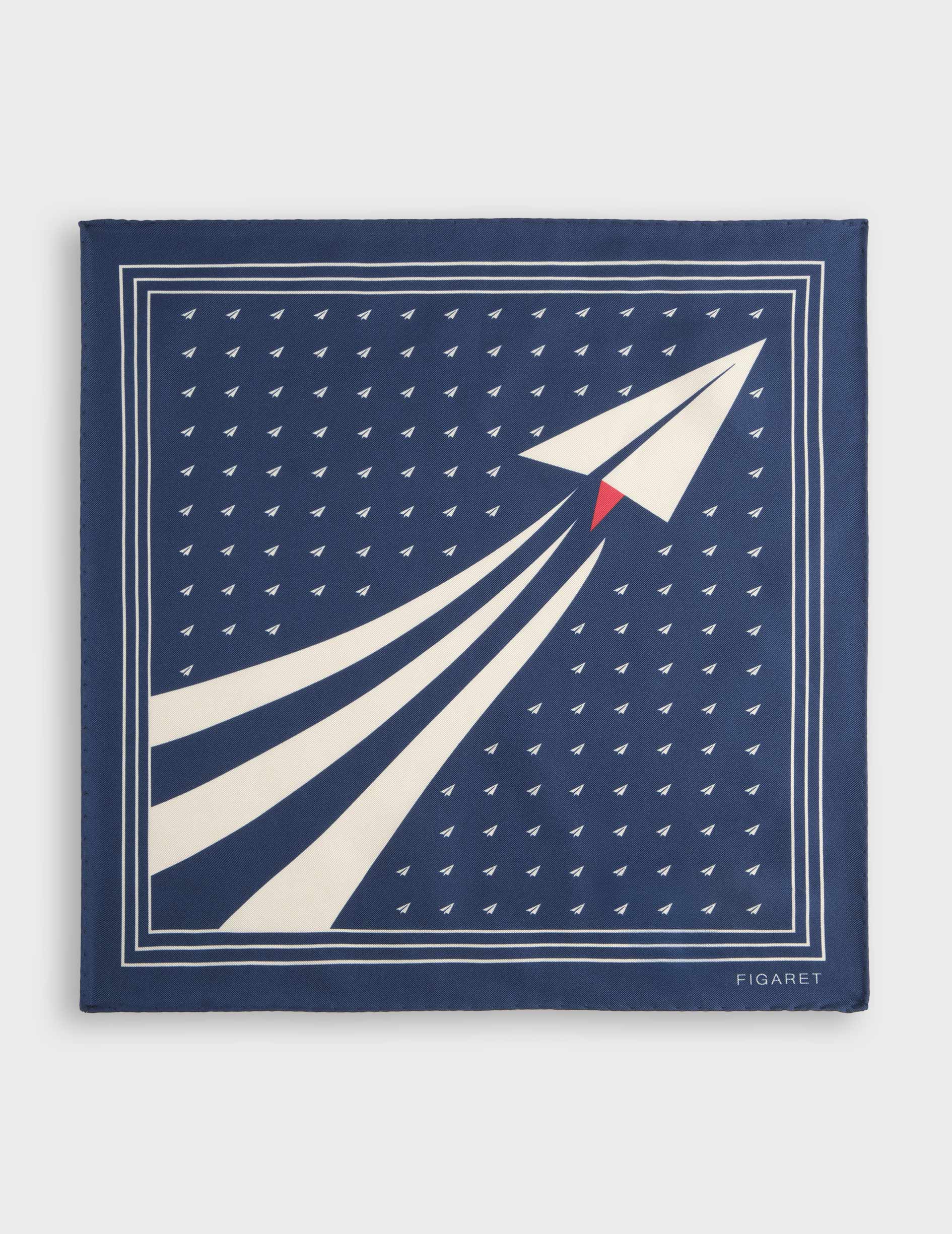 Printed Navy motifs silk pocket square