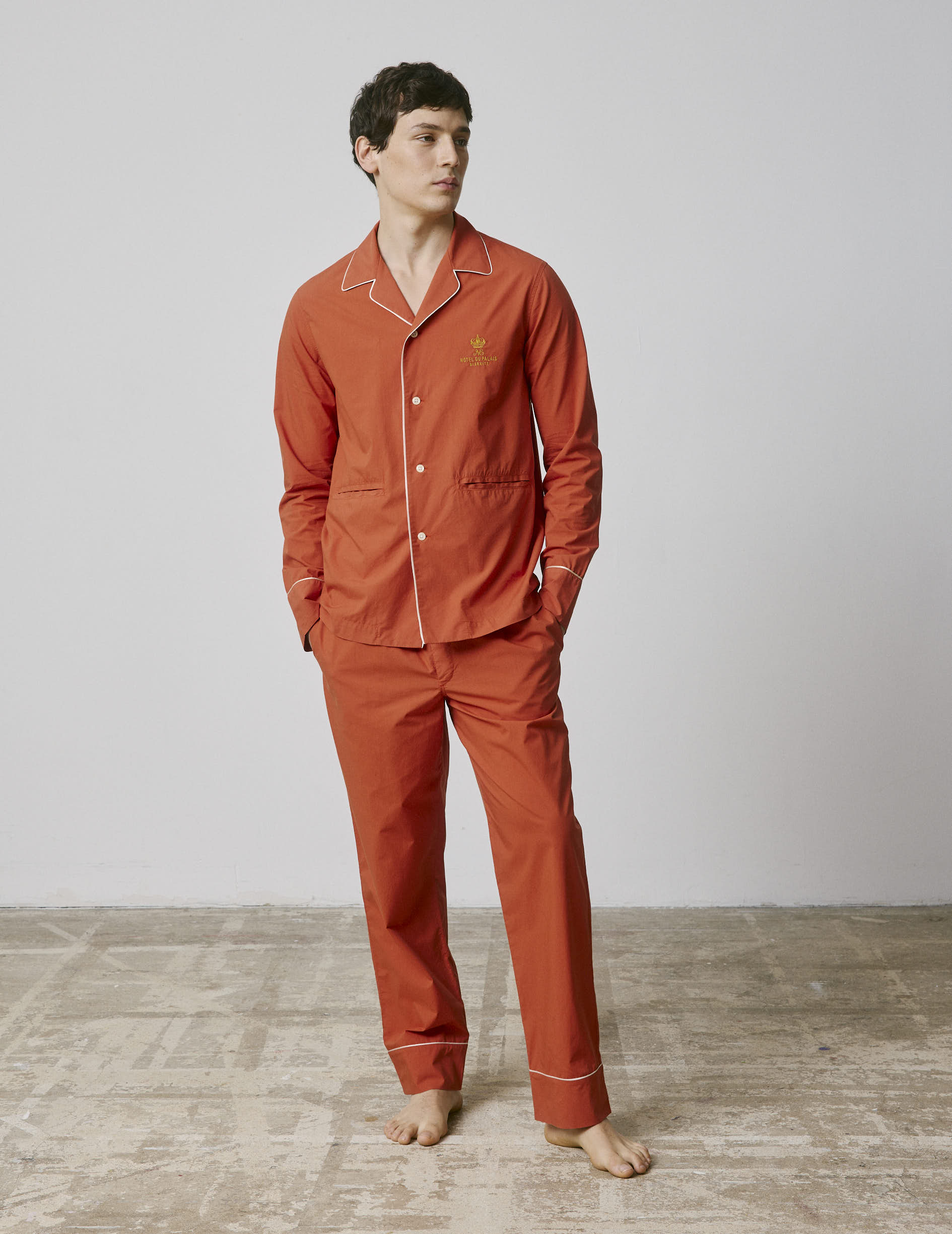 Pyjama Palais en popeline orange rouille
