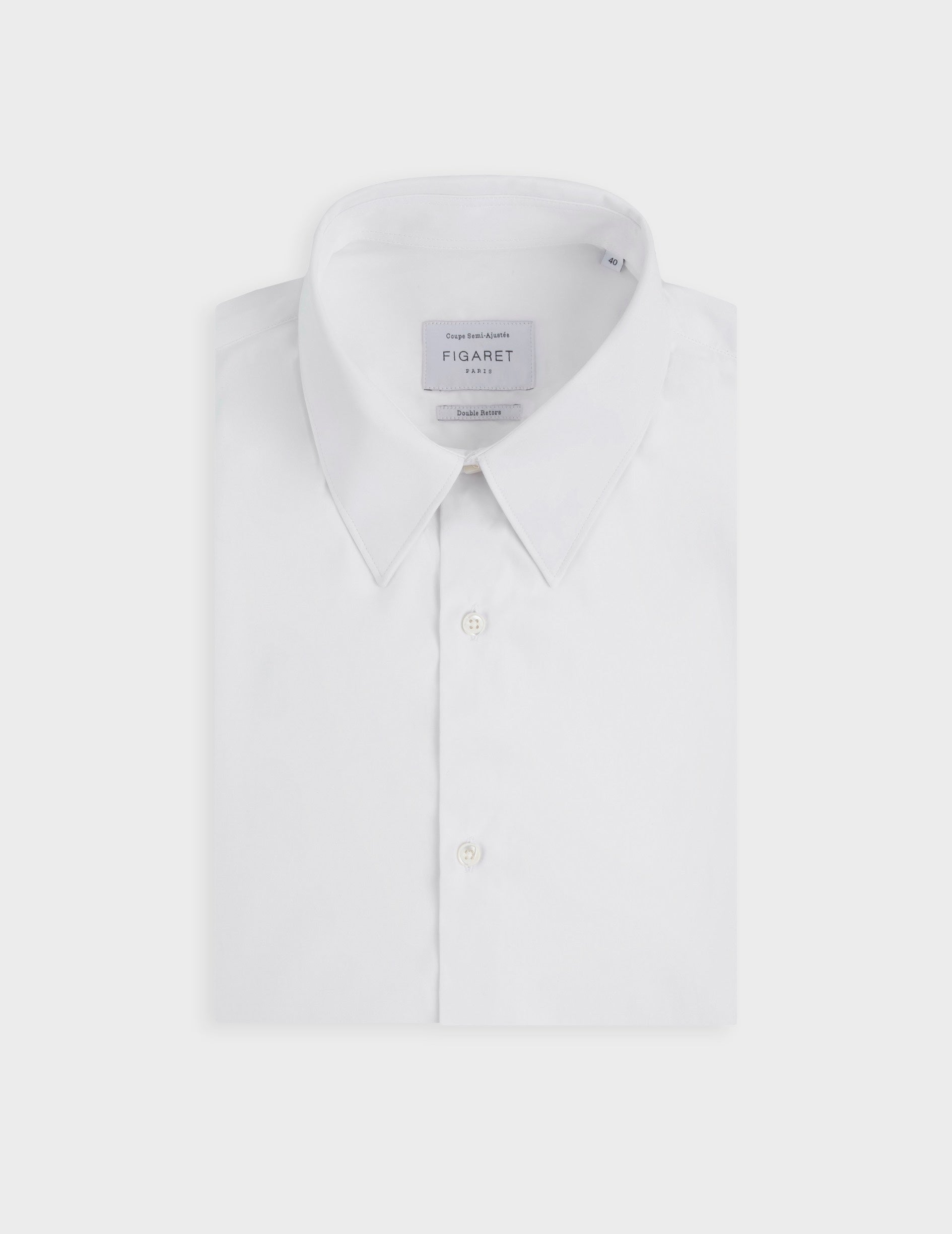 Chemise semi-ajustée blanche - Popeline - Col Somptueux