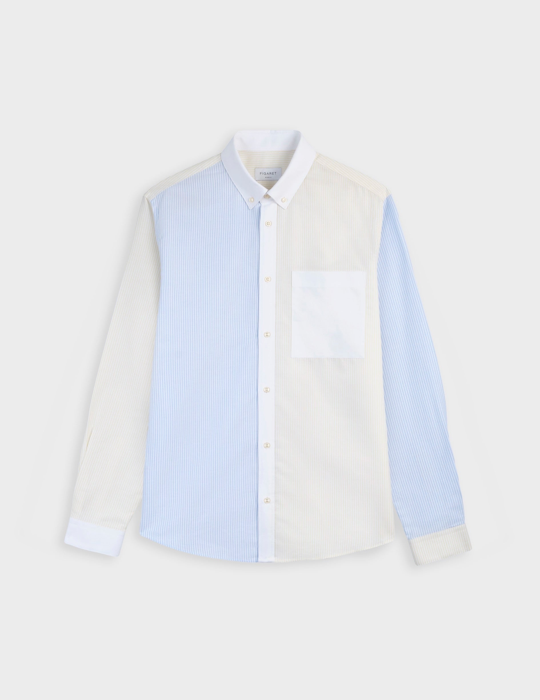 Fun shirt William rayée jaune - Oxford - Col Américain