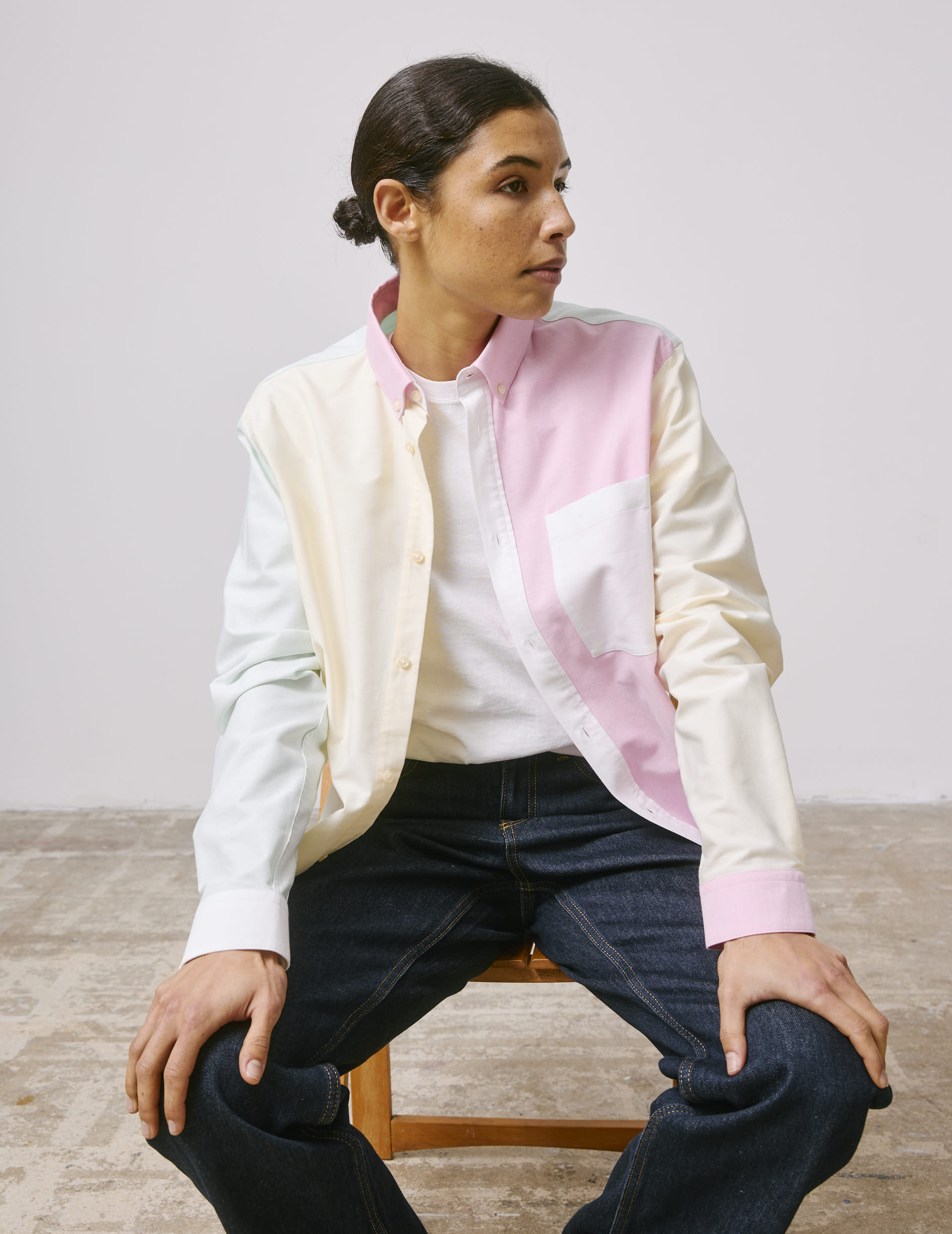 Fun shirt William verte claire - Oxford - Col Américain