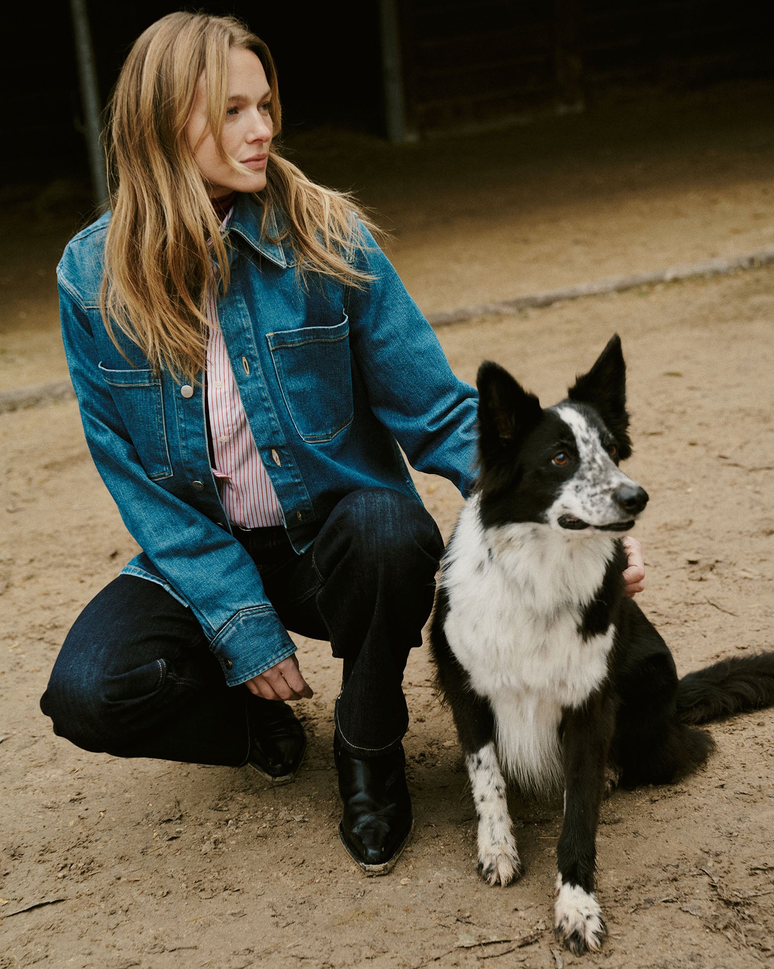 Chemise Linda rayée rouge - Popeline - Col Italien