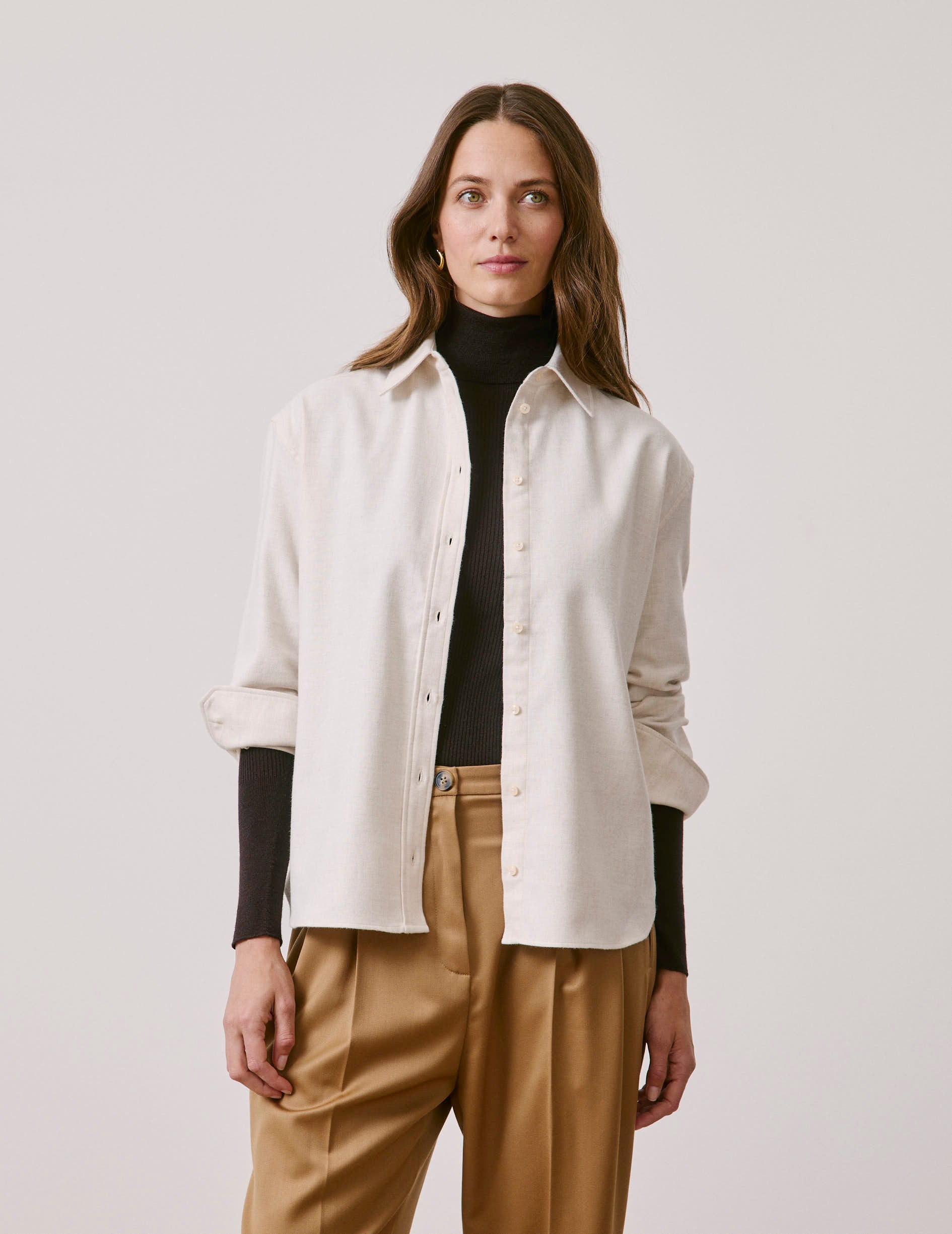 Ecru flannel Ambre shirt - Flannel - Shirt Collar