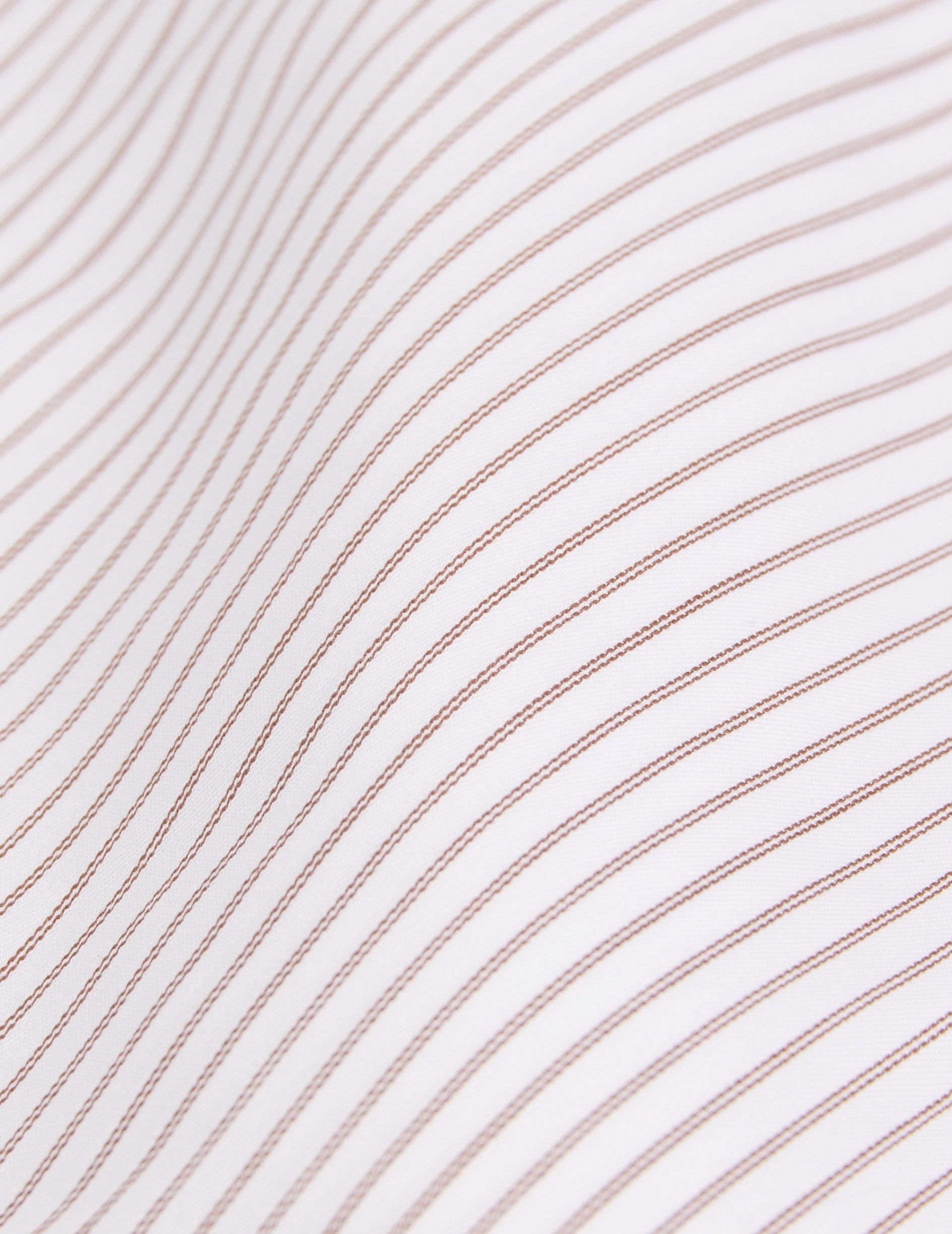 Chemise classique rayée marron - Twill - Col Américain
