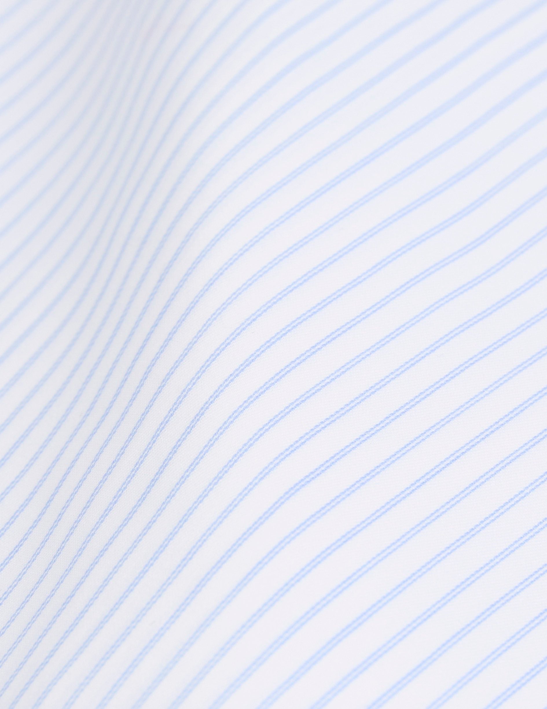 Chemise classique rayée bleu clair - Twill - Col Américain