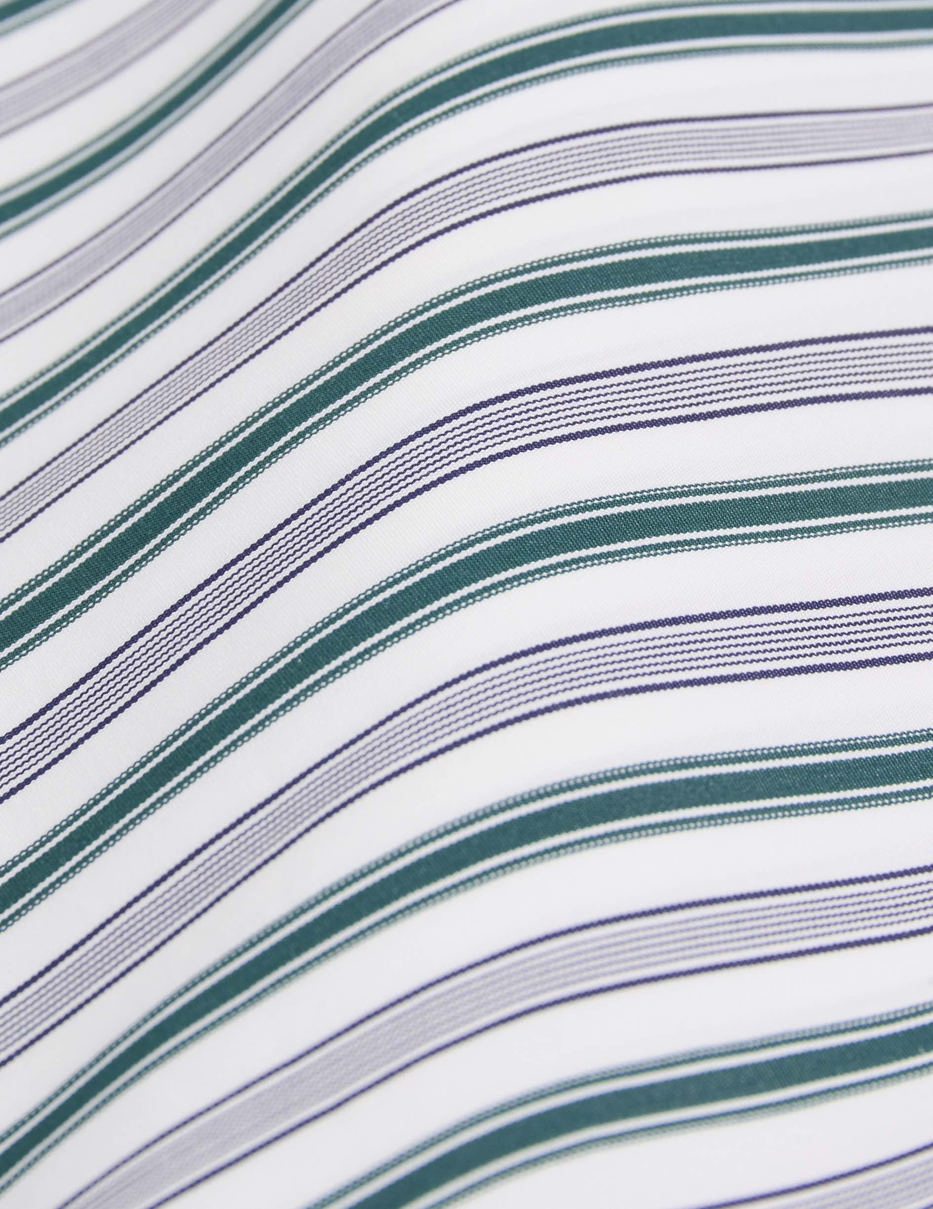 Chemise semi-ajustée rayée verte - Popeline - Col Anglais