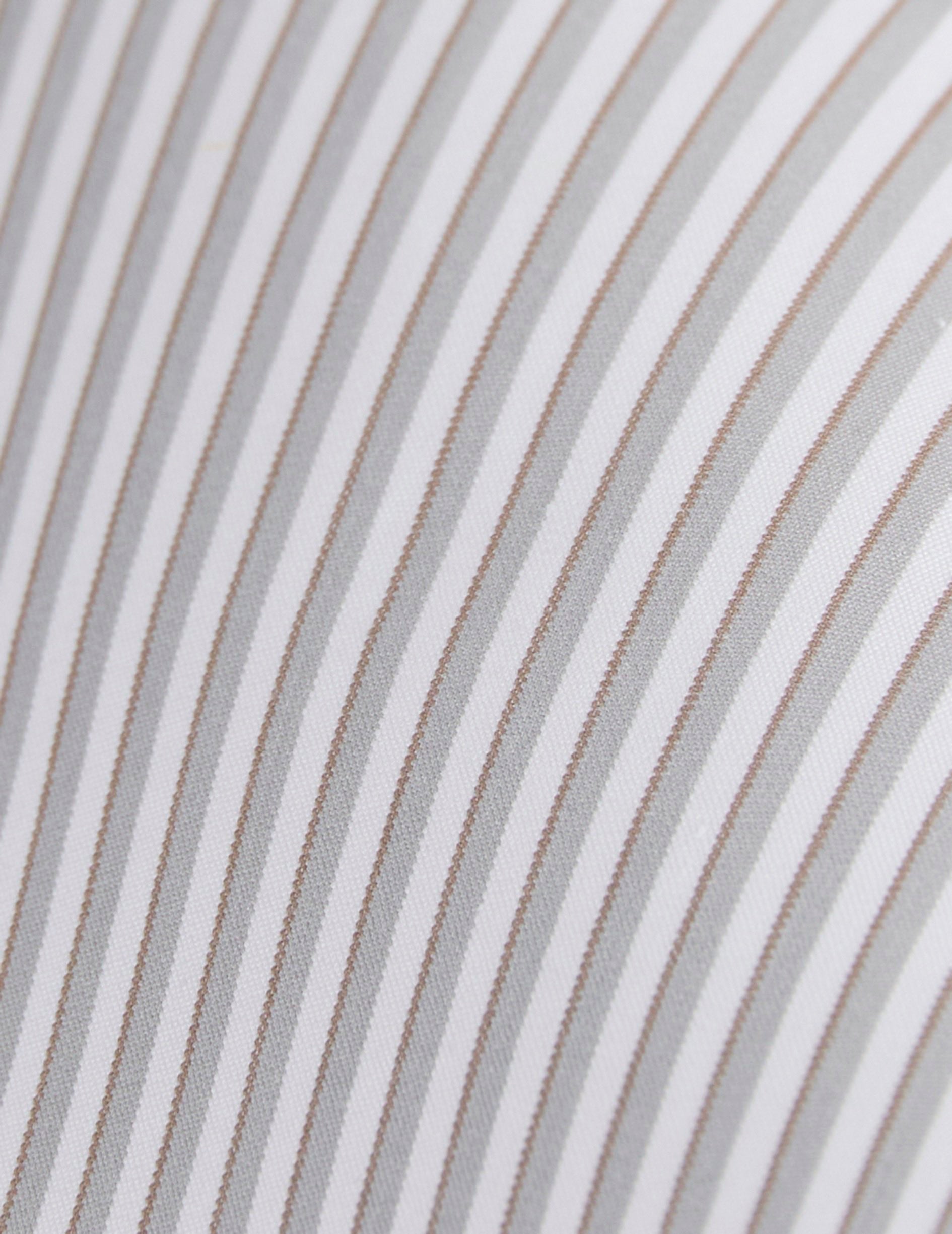 Beige striped Aristote shirt - Coton - Italian Collar