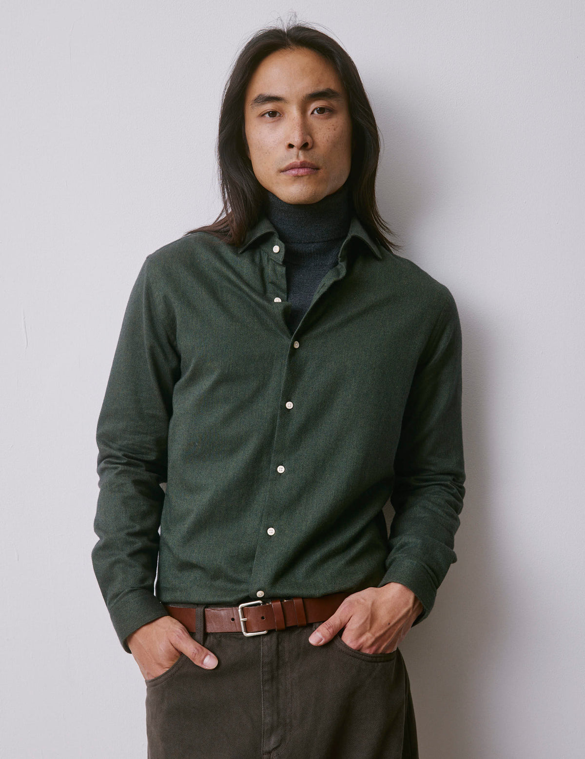 Green flannel Aristote shirt - Flannel - Italian Collar