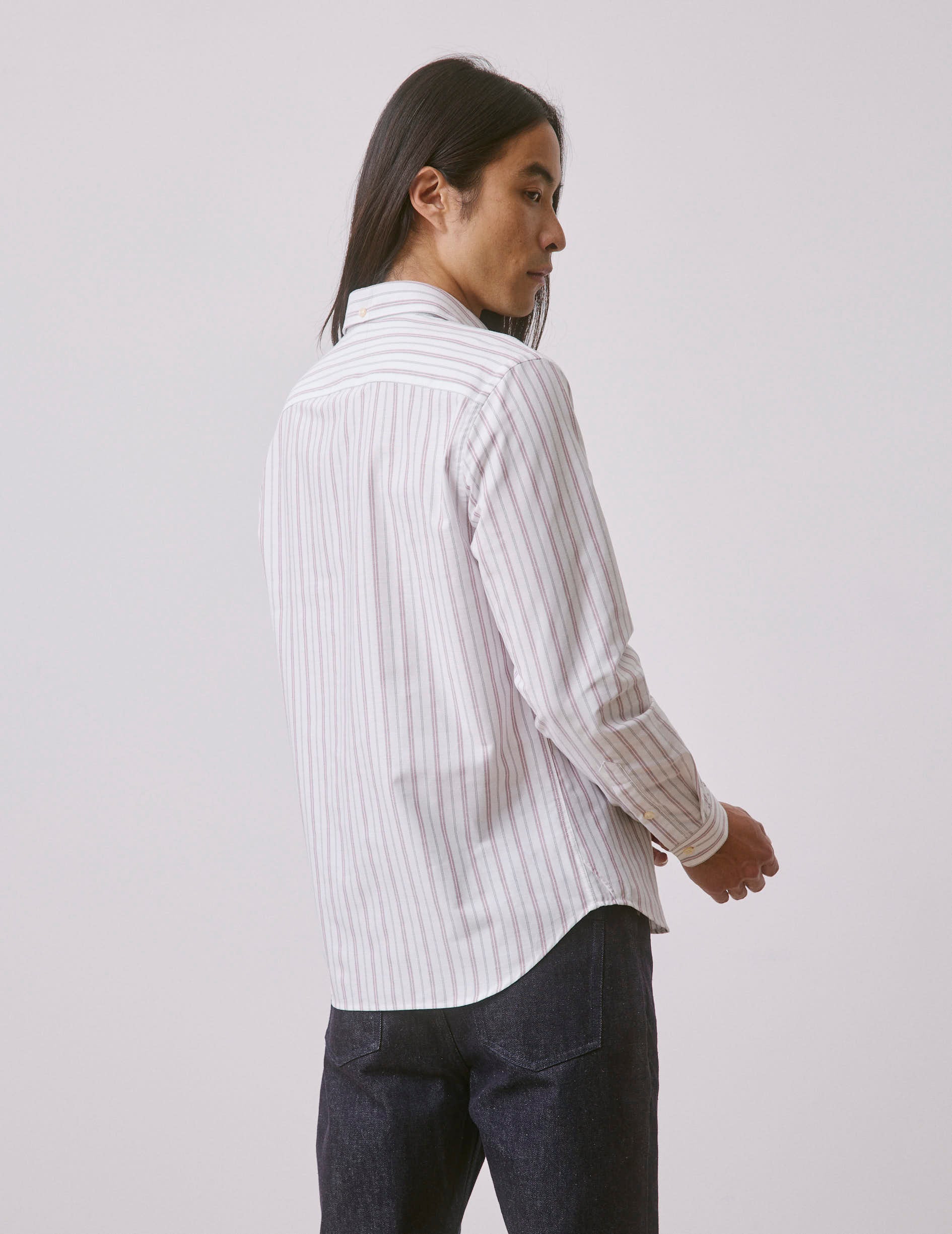 Red striped Aristote shirt - Oxford - Italian Collar