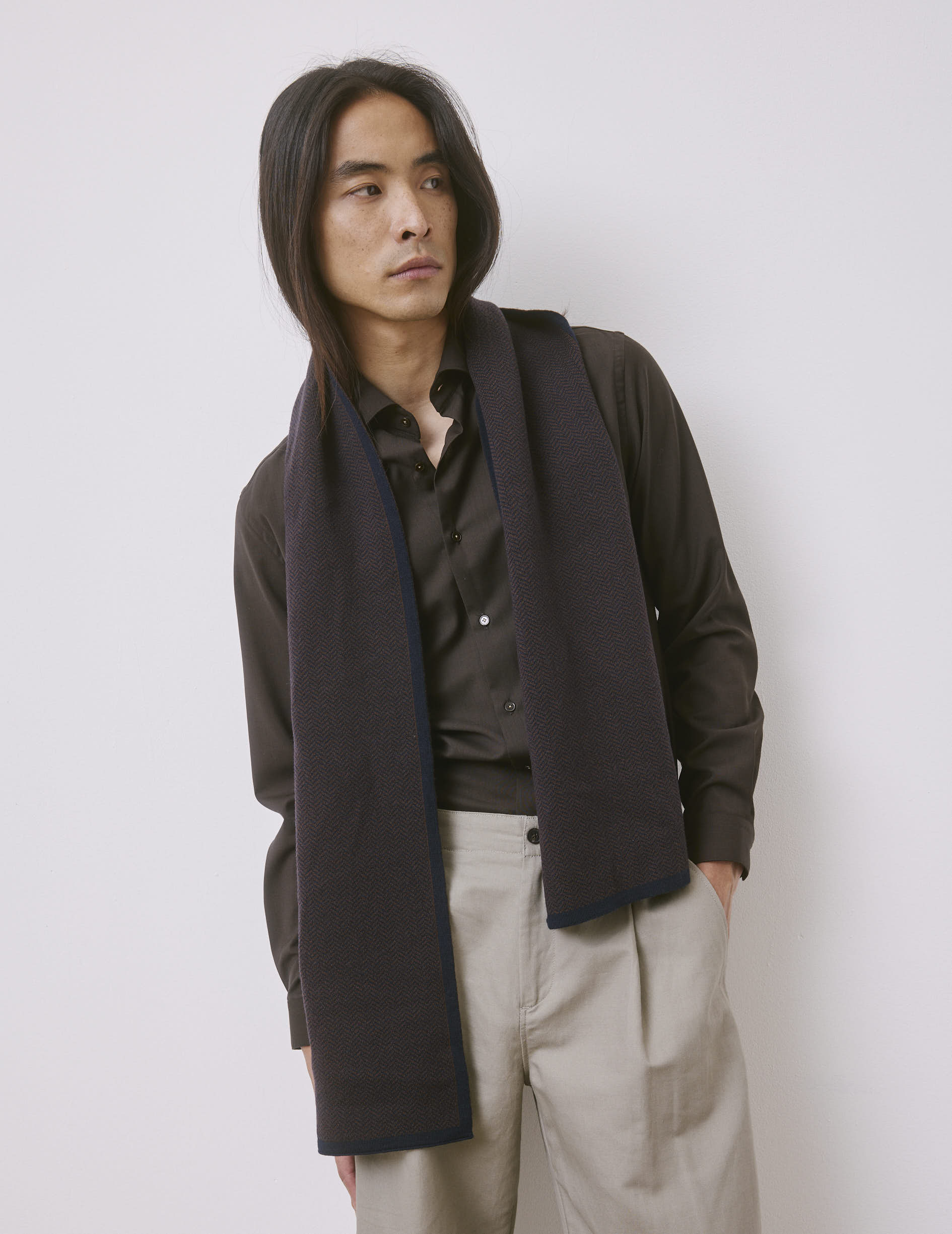 Aristote brown virgin wool shirt - Wool - Italian Collar