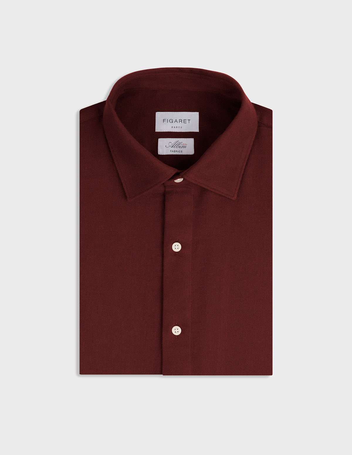 Burgundy flannel Auguste shirt - Flannel - French Collar