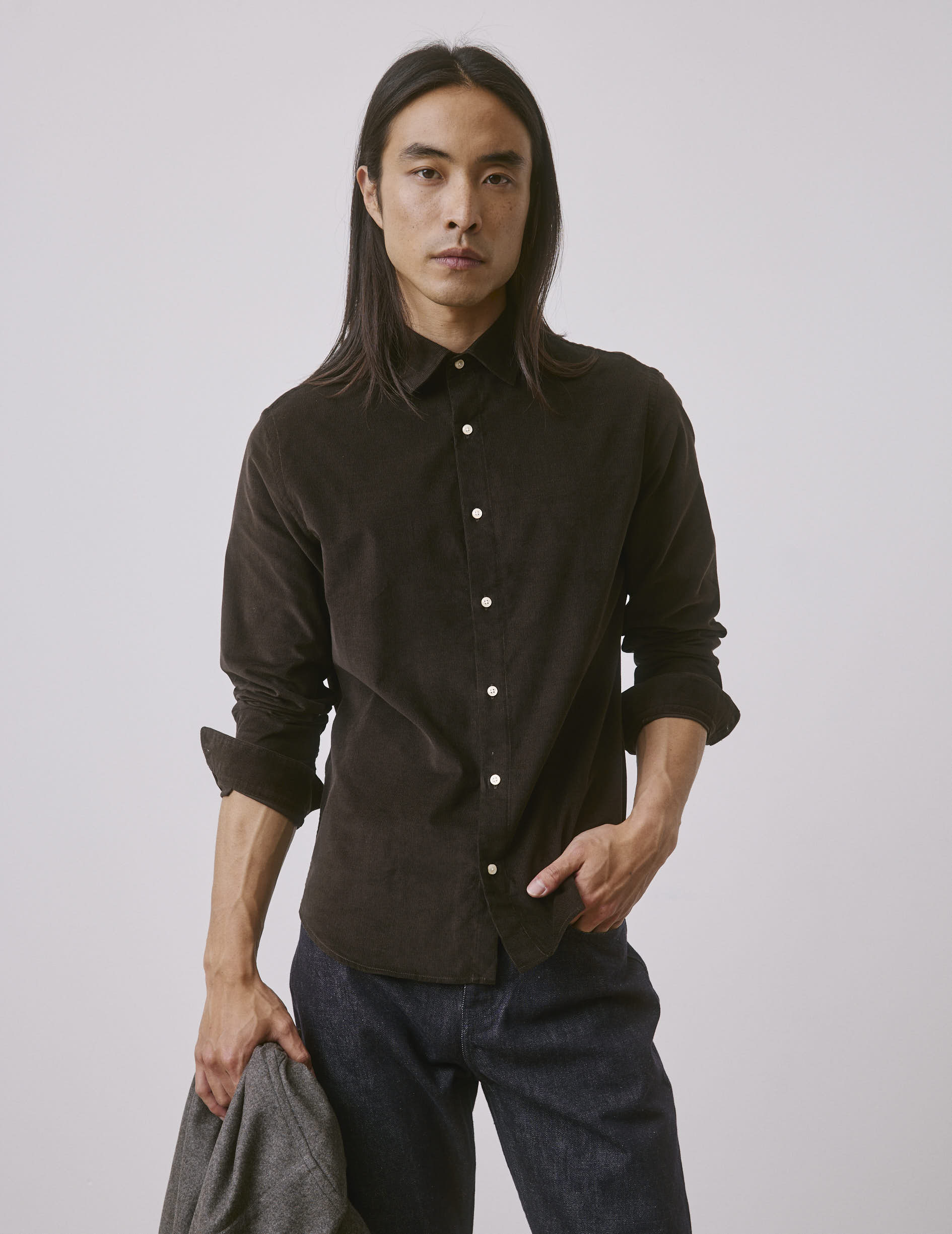 Auguste brown velvet shirt - Velvet - French Collar
