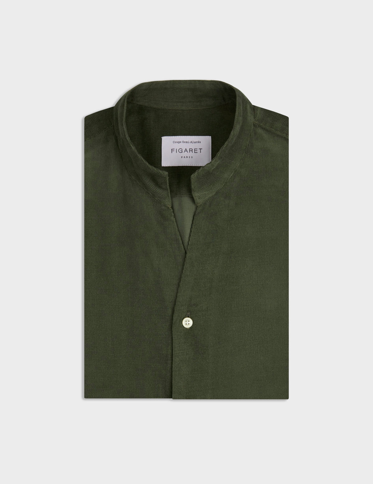 Chemise Carl en velours kaki - Velours - Col Carl