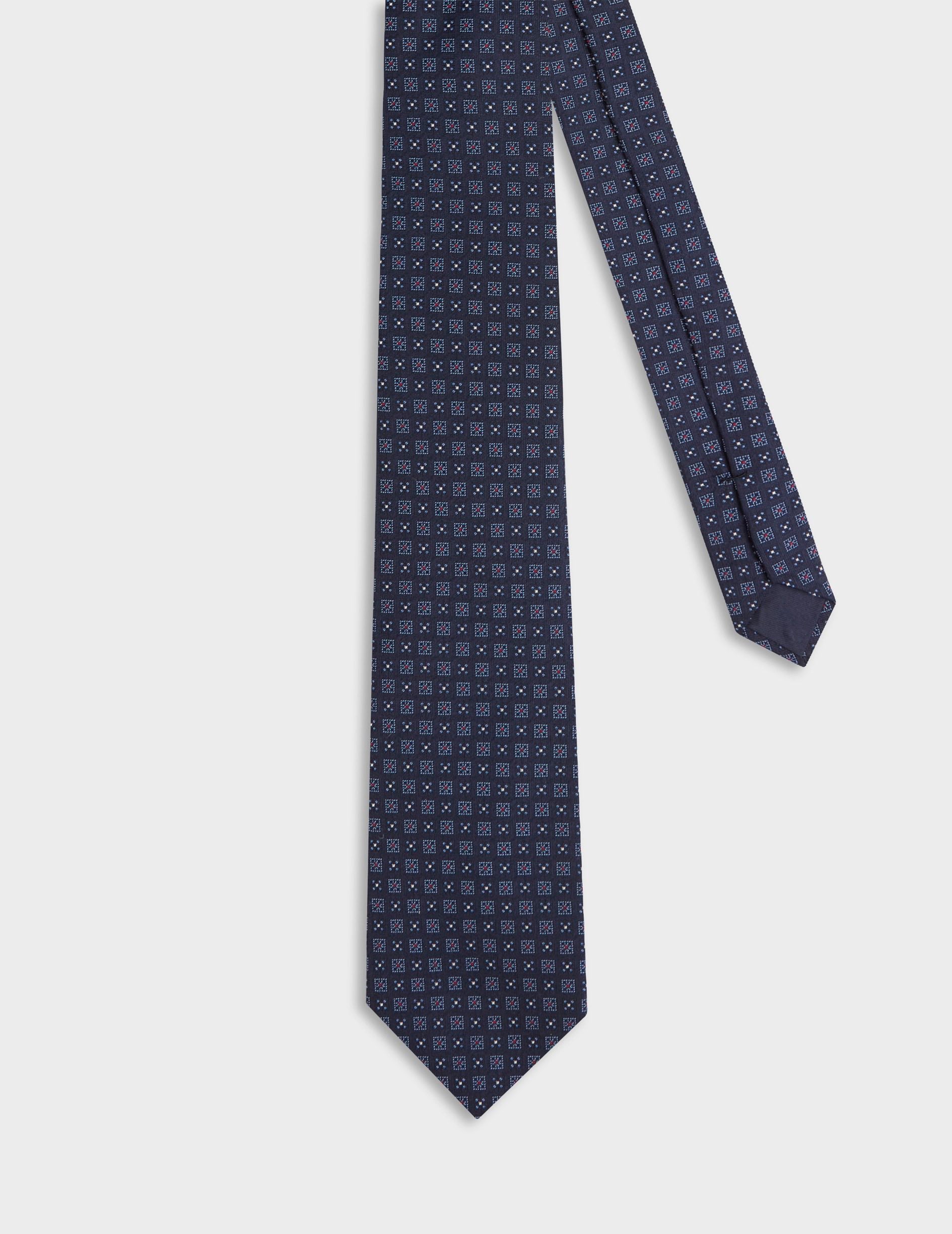 Cravate en soie à motifs mosaiques bleus