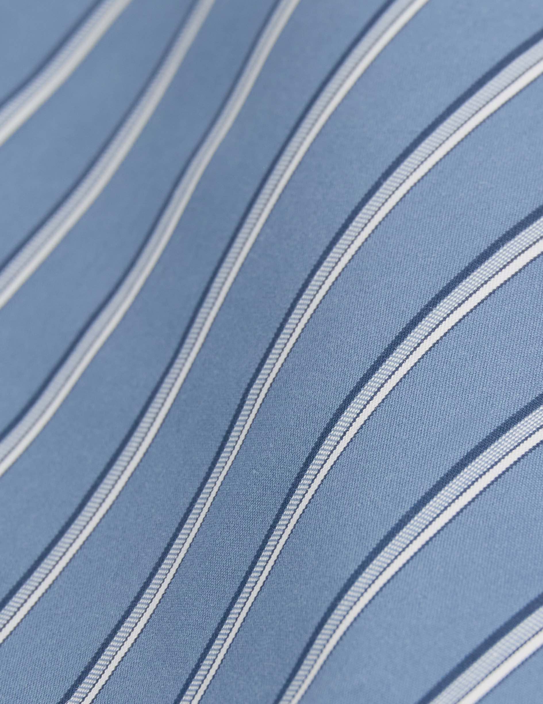 Chemise semi-ajustée rayée bleue - Popeline - Col Figaret